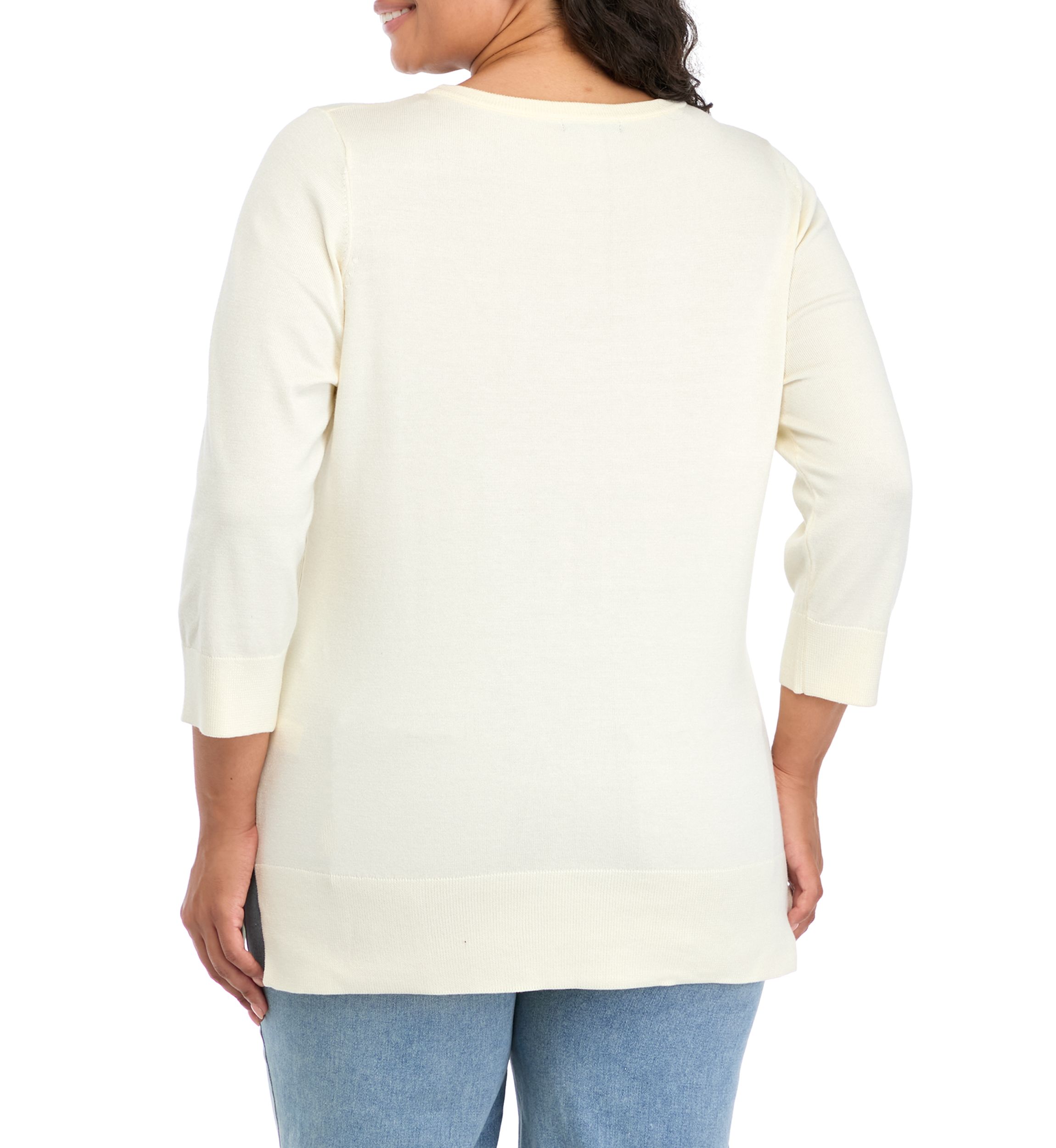 Plus Size Ribbed Tunic Sweater 