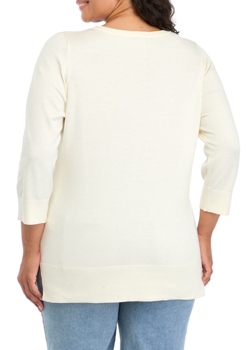 Plus Size Ribbed Tunic Sweater 