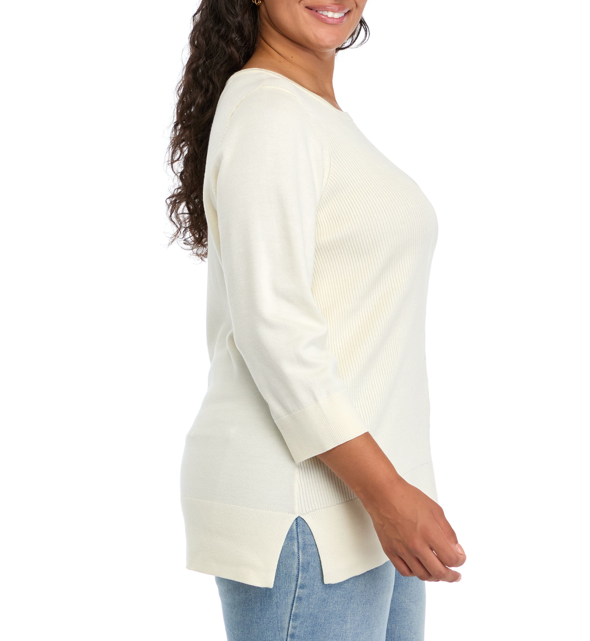 Plus Size Ribbed Tunic Sweater 