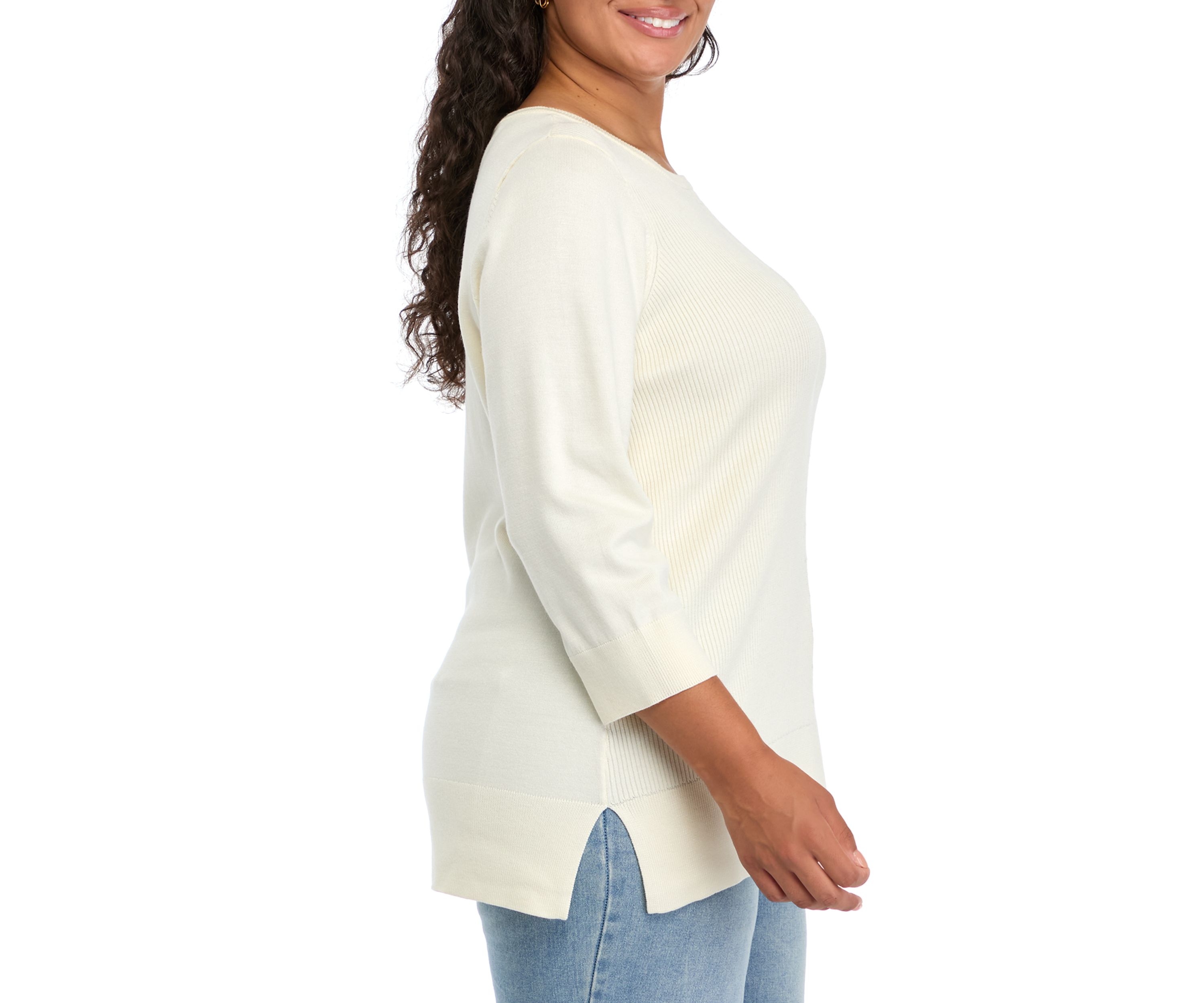 Plus Size Ribbed Tunic Sweater 