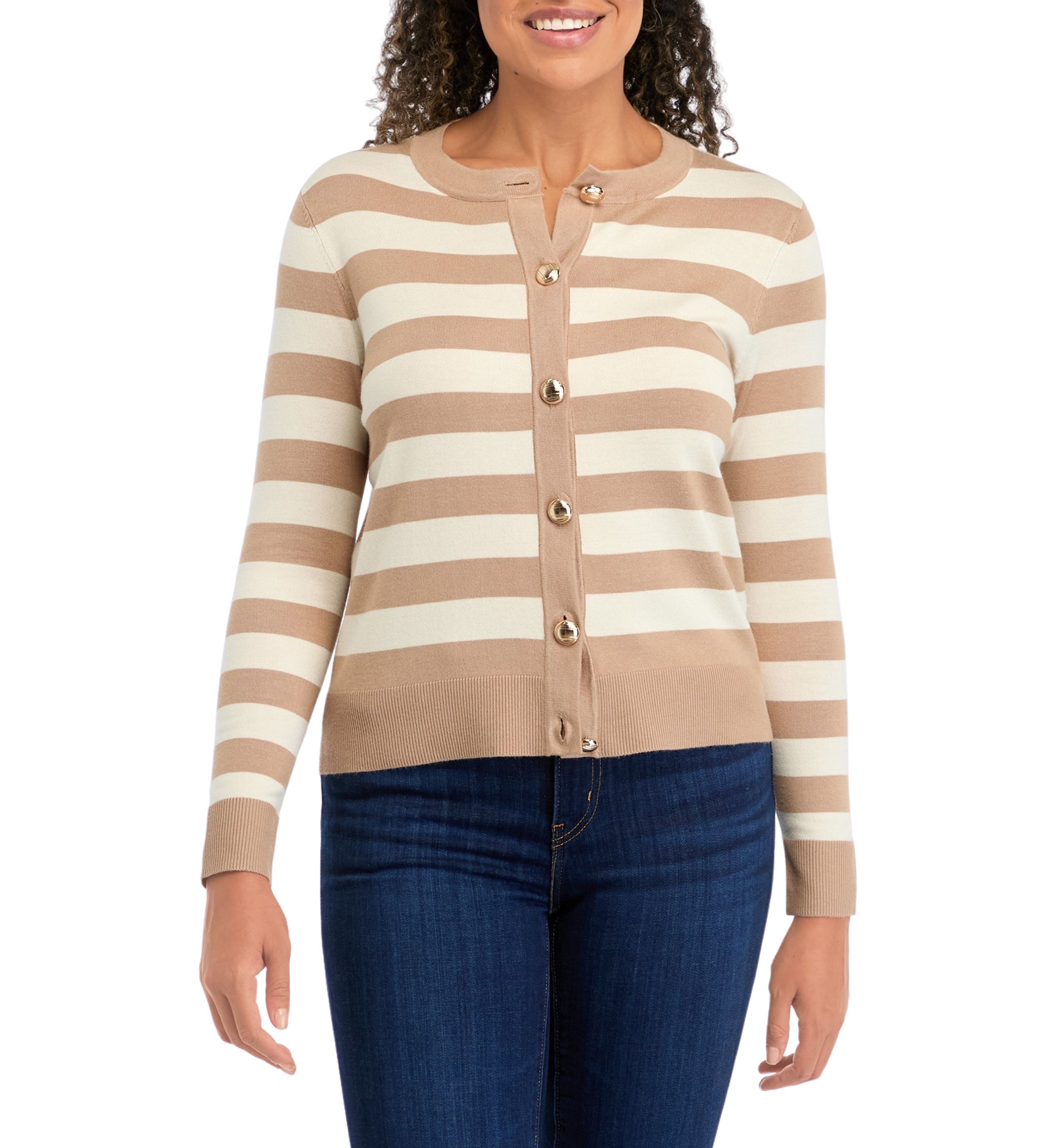 Petite Striped Cropped Cardigan