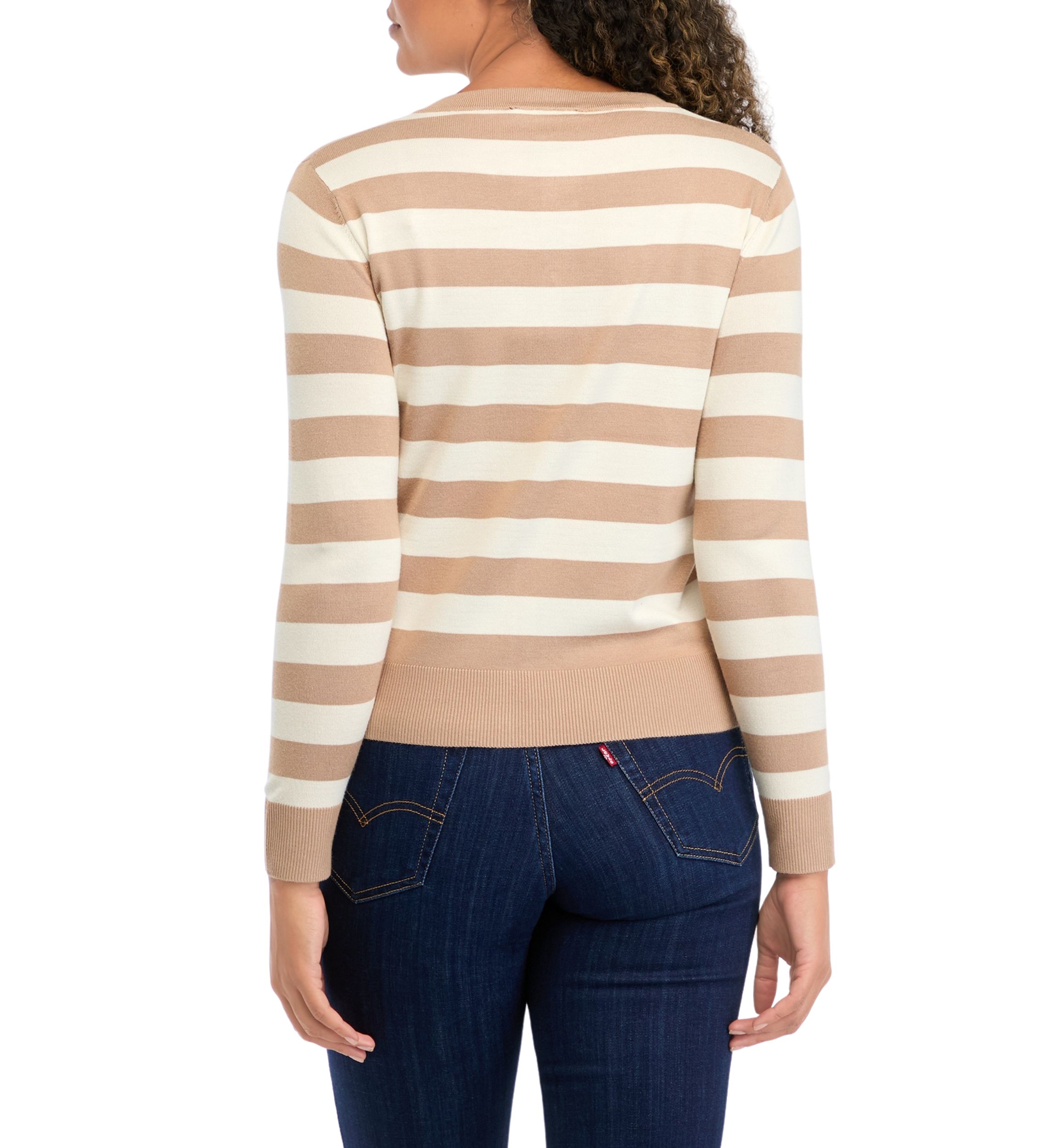 Petite Striped Cropped Cardigan