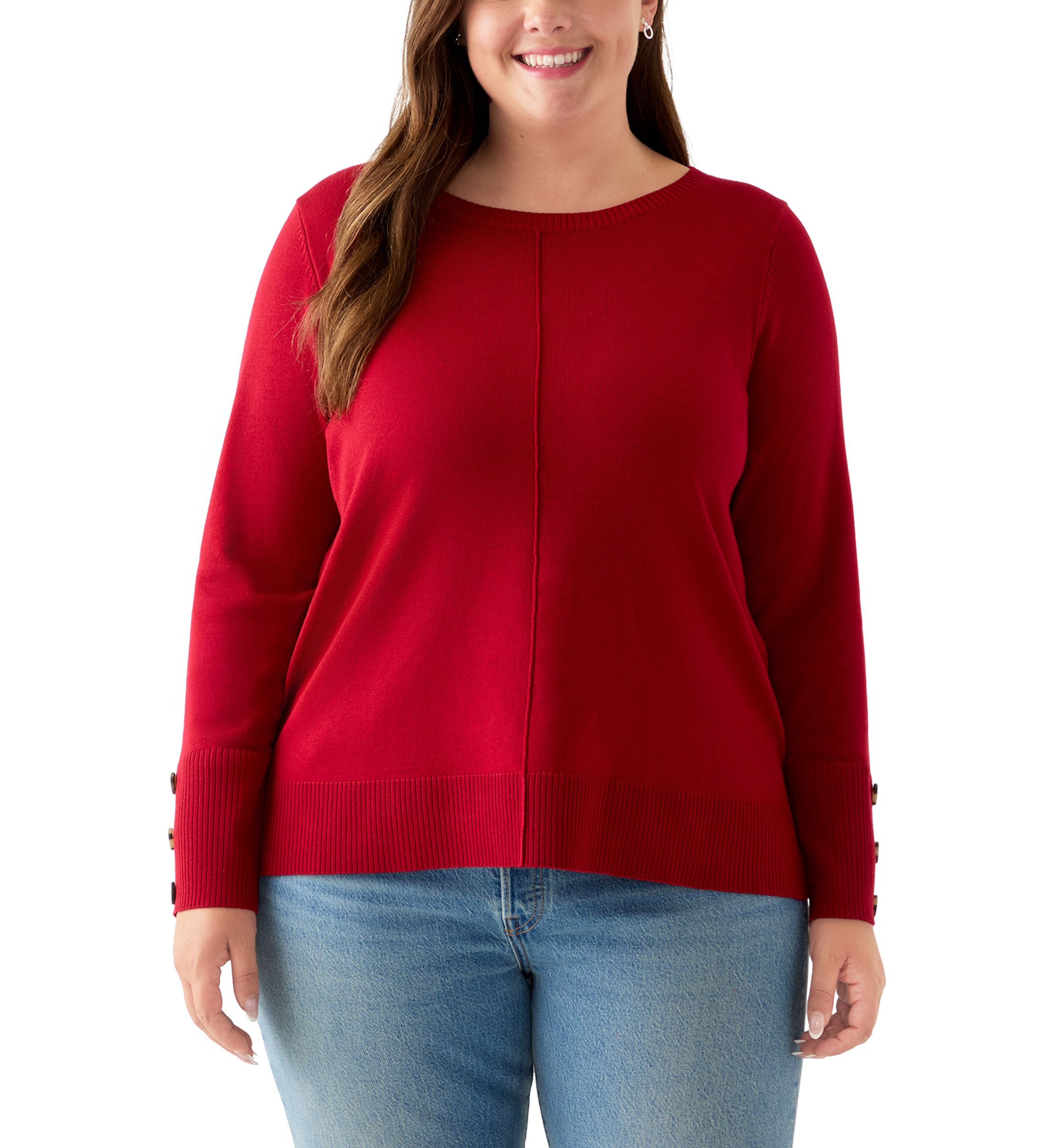 Plus Size Seam Front Tunic Sweater