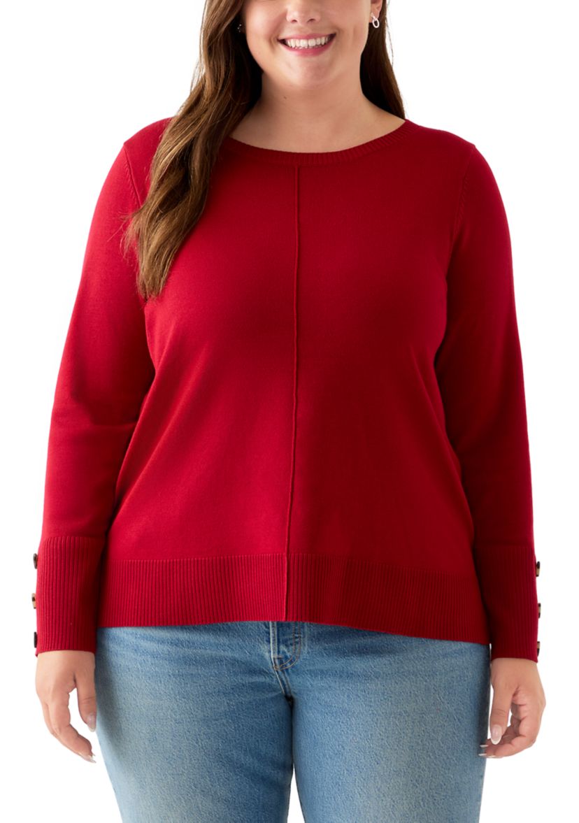 Plus Size Seam Front Tunic Sweater