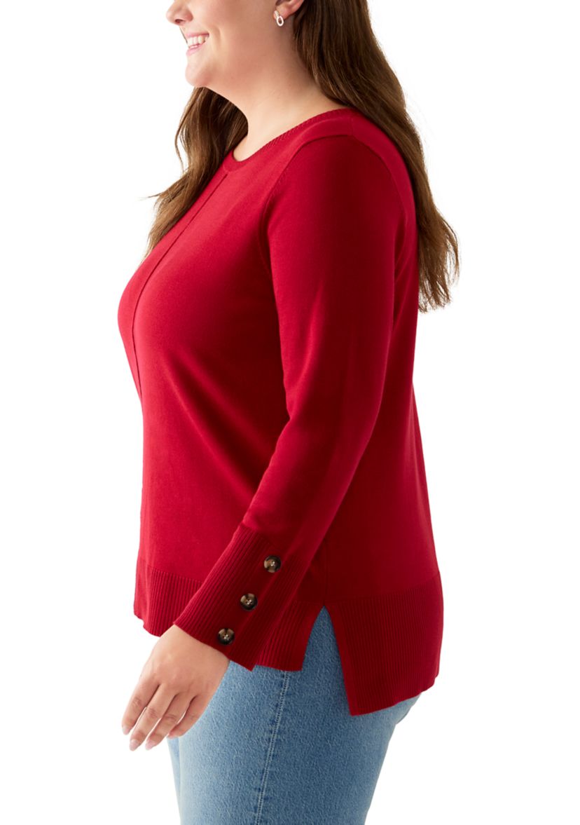 Plus Size Seam Front Tunic Sweater