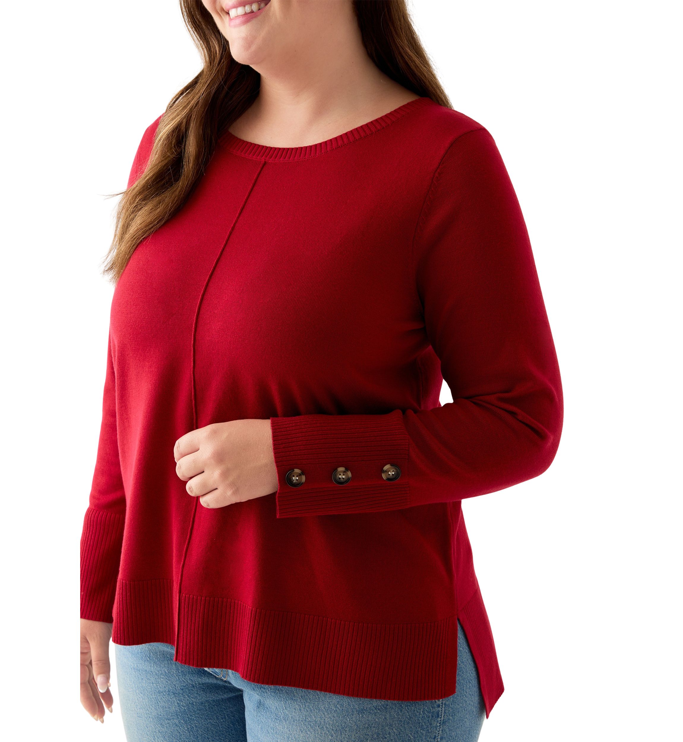 Plus Size Seam Front Tunic Sweater