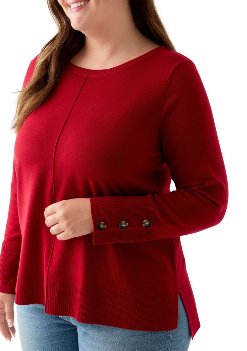 Plus Size Seam Front Tunic Sweater