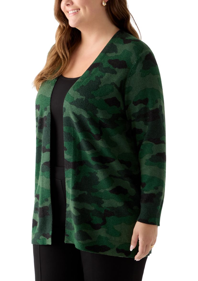 Plus Size Animal Print Cardigan