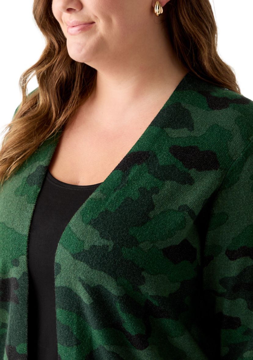 Plus Size Animal Print Cardigan
