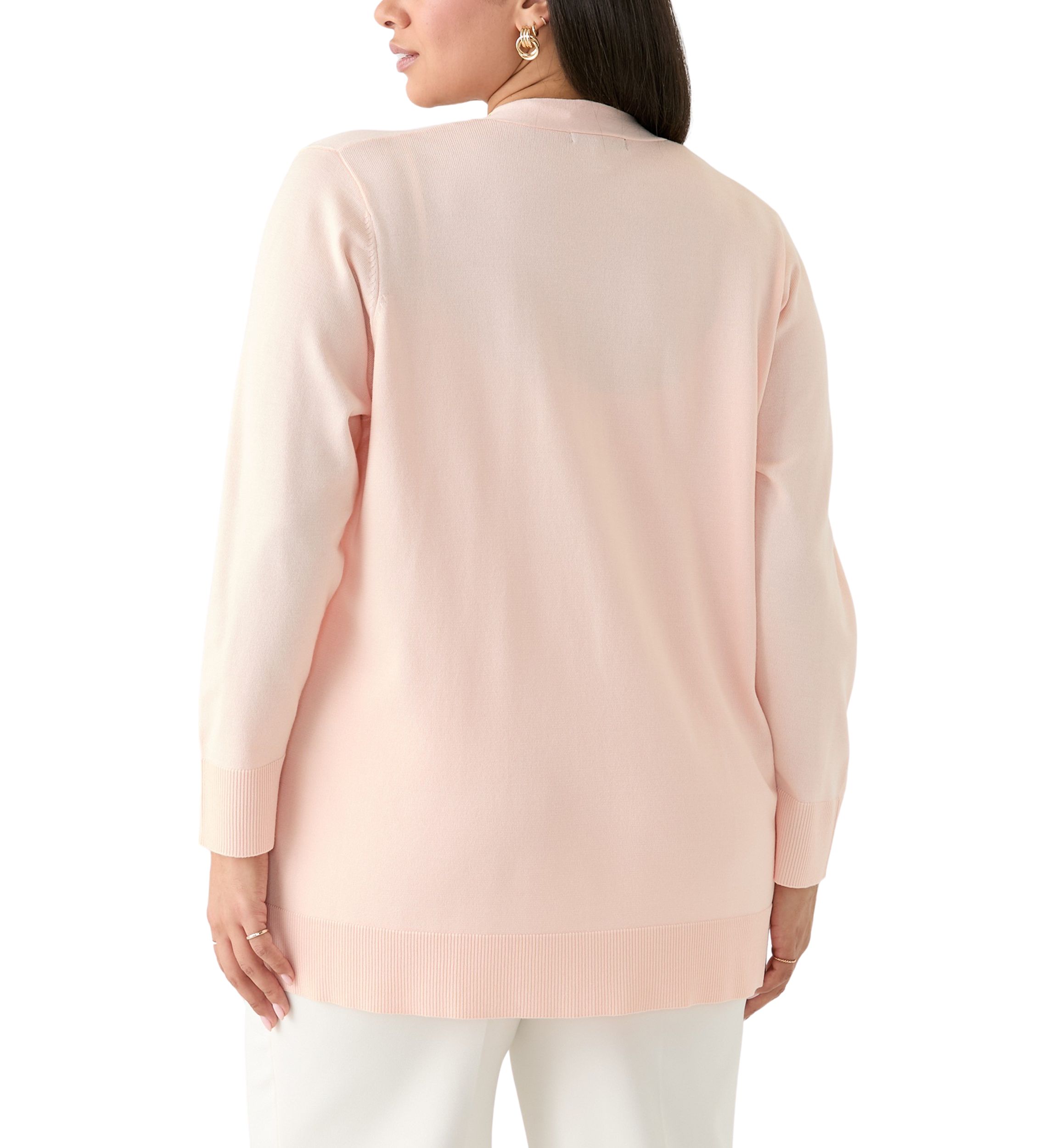 Womens Long Sleeve Pointelle Striped Cardigan 