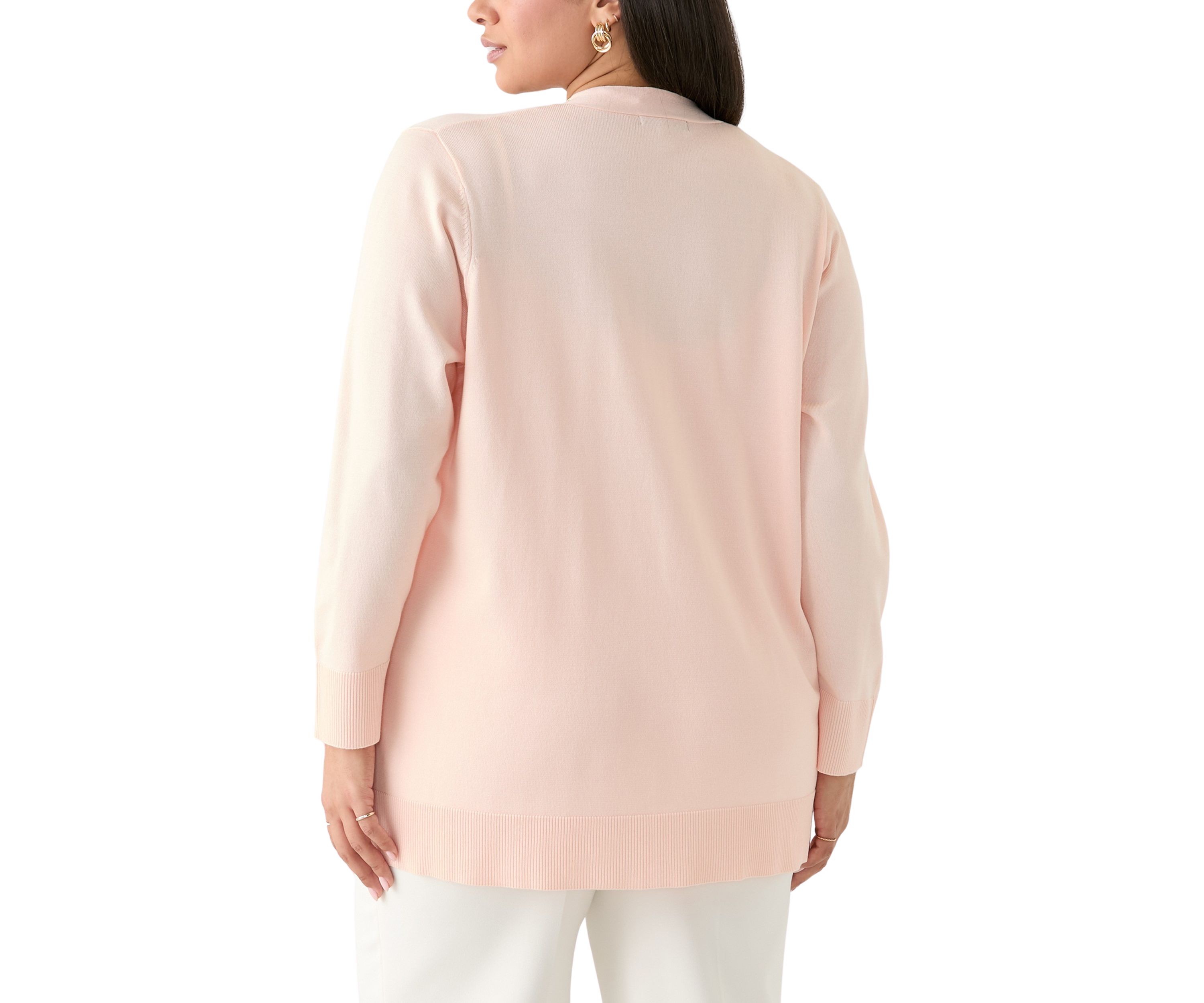 Womens Long Sleeve Pointelle Striped Cardigan 