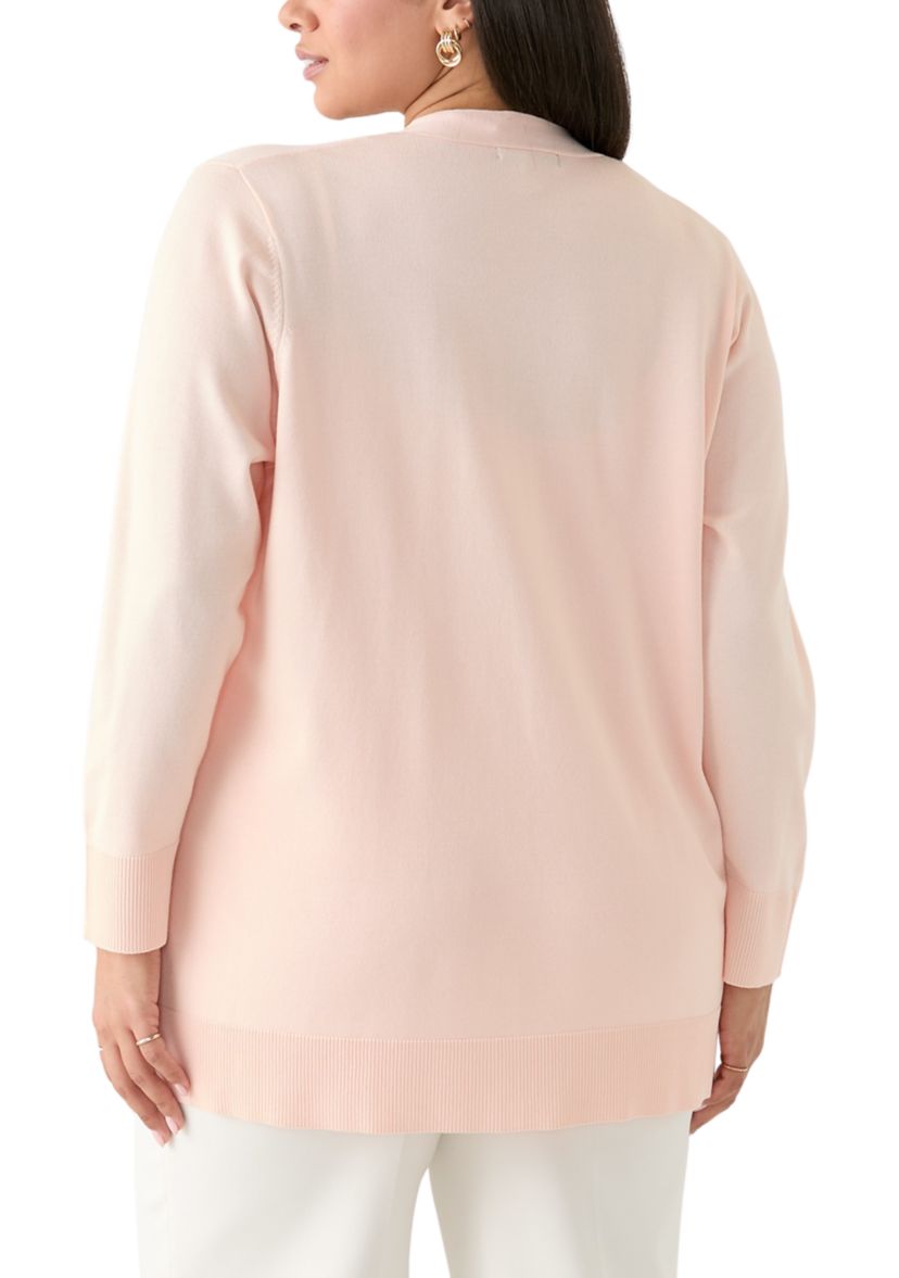 Womens Long Sleeve Pointelle Striped Cardigan 