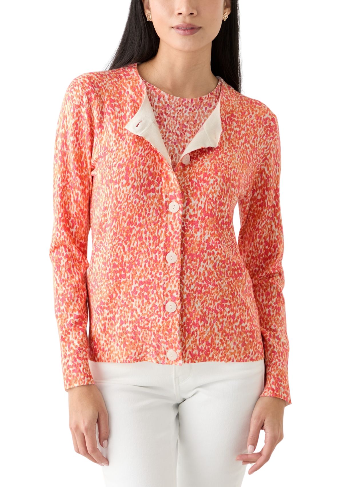 Petite Long Sleeve Printed Cardigan 