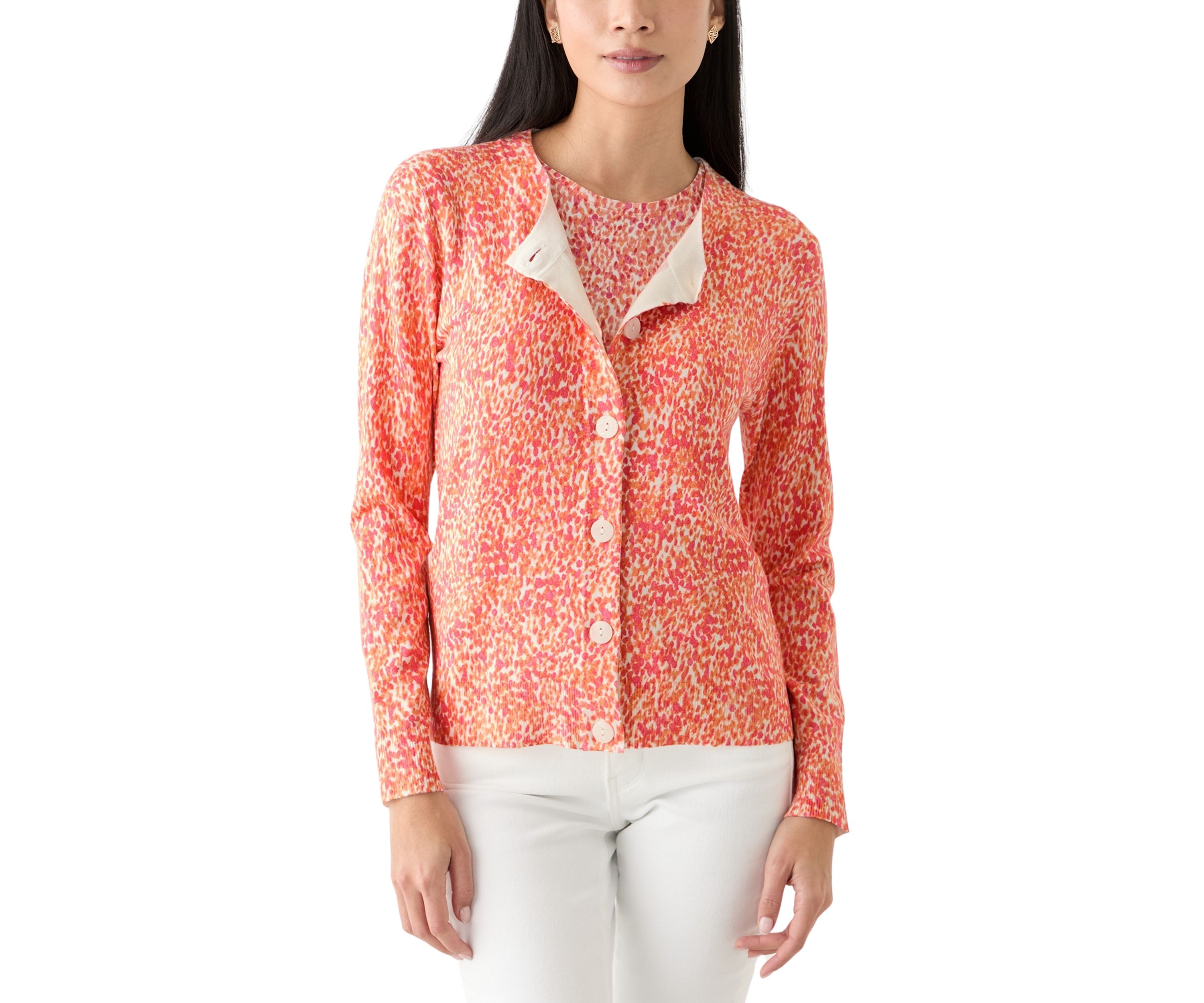 Petite Long Sleeve Printed Cardigan 