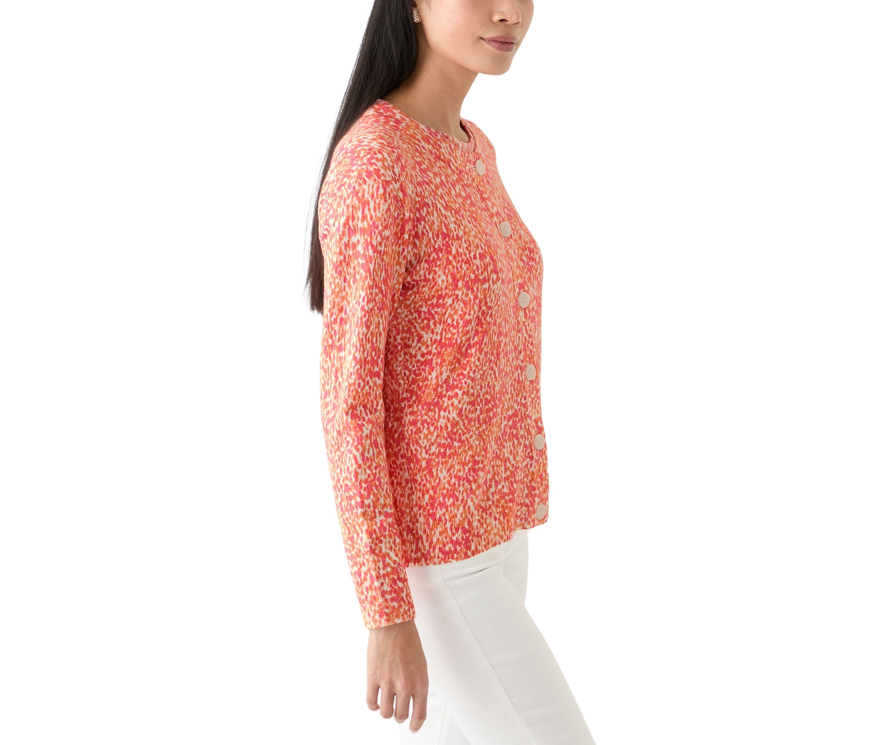 Petite Long Sleeve Printed Cardigan 