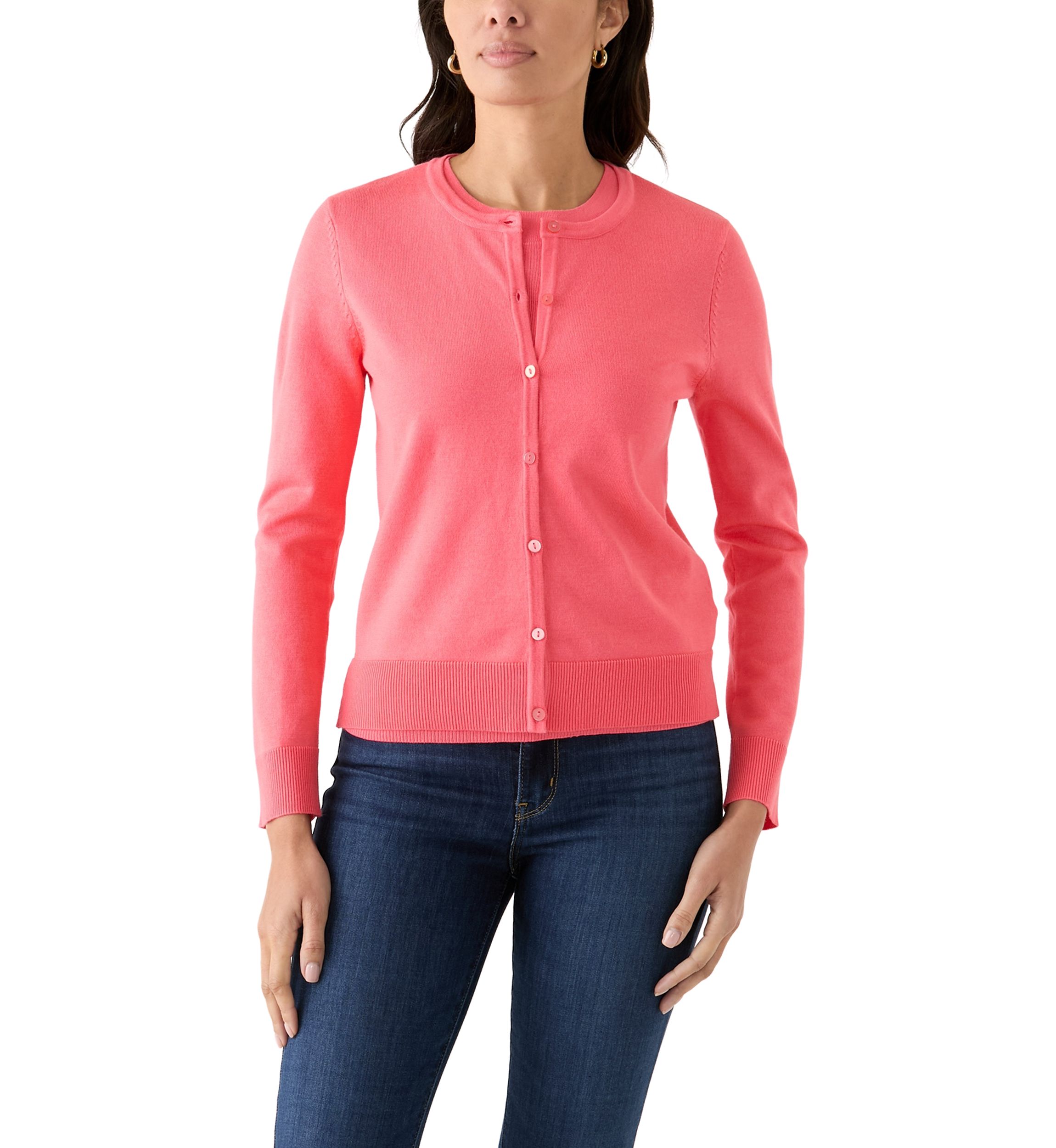 Petite Long Sleeve Solid Button Cardigan
