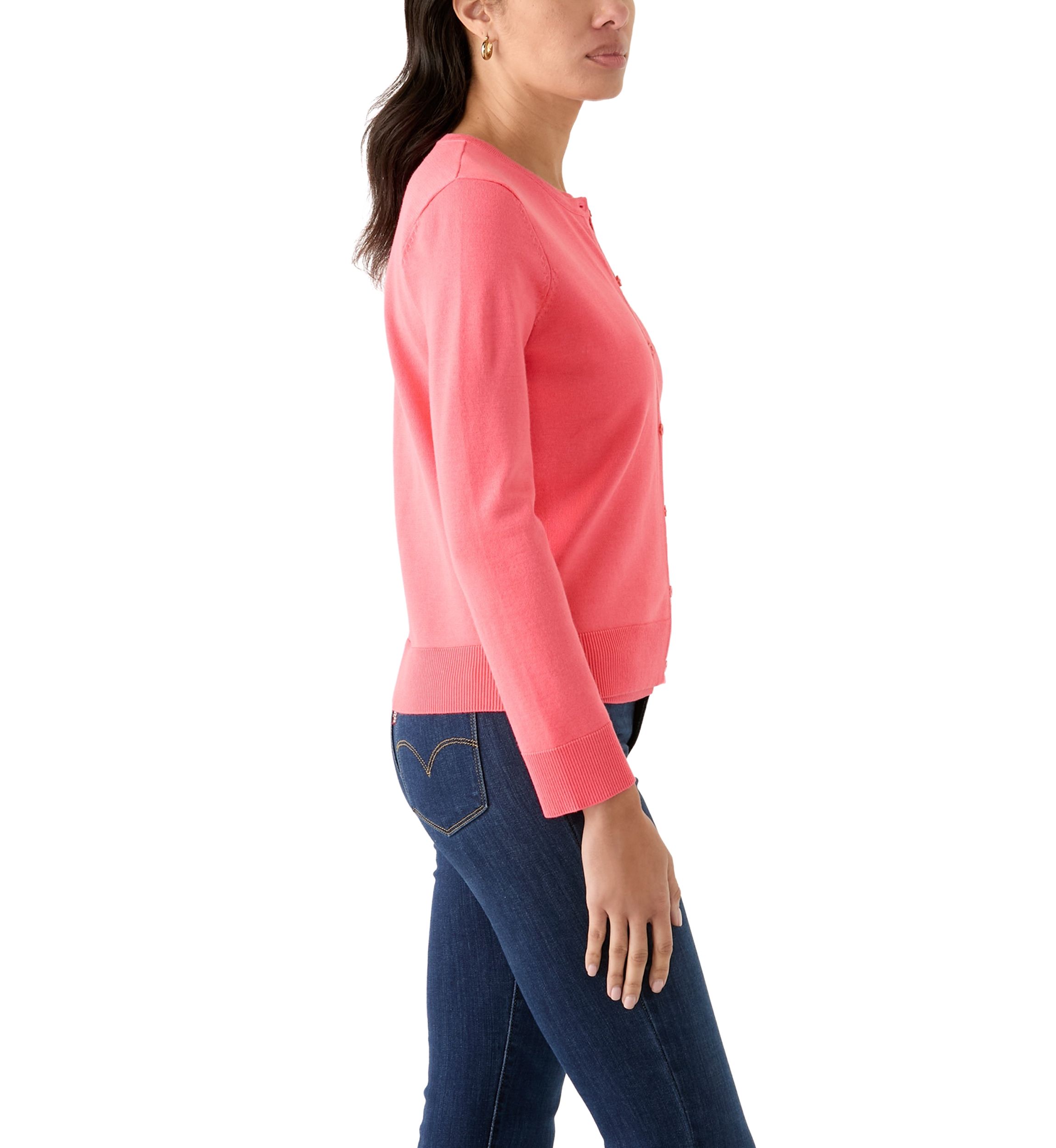 Petite Long Sleeve Solid Button Cardigan