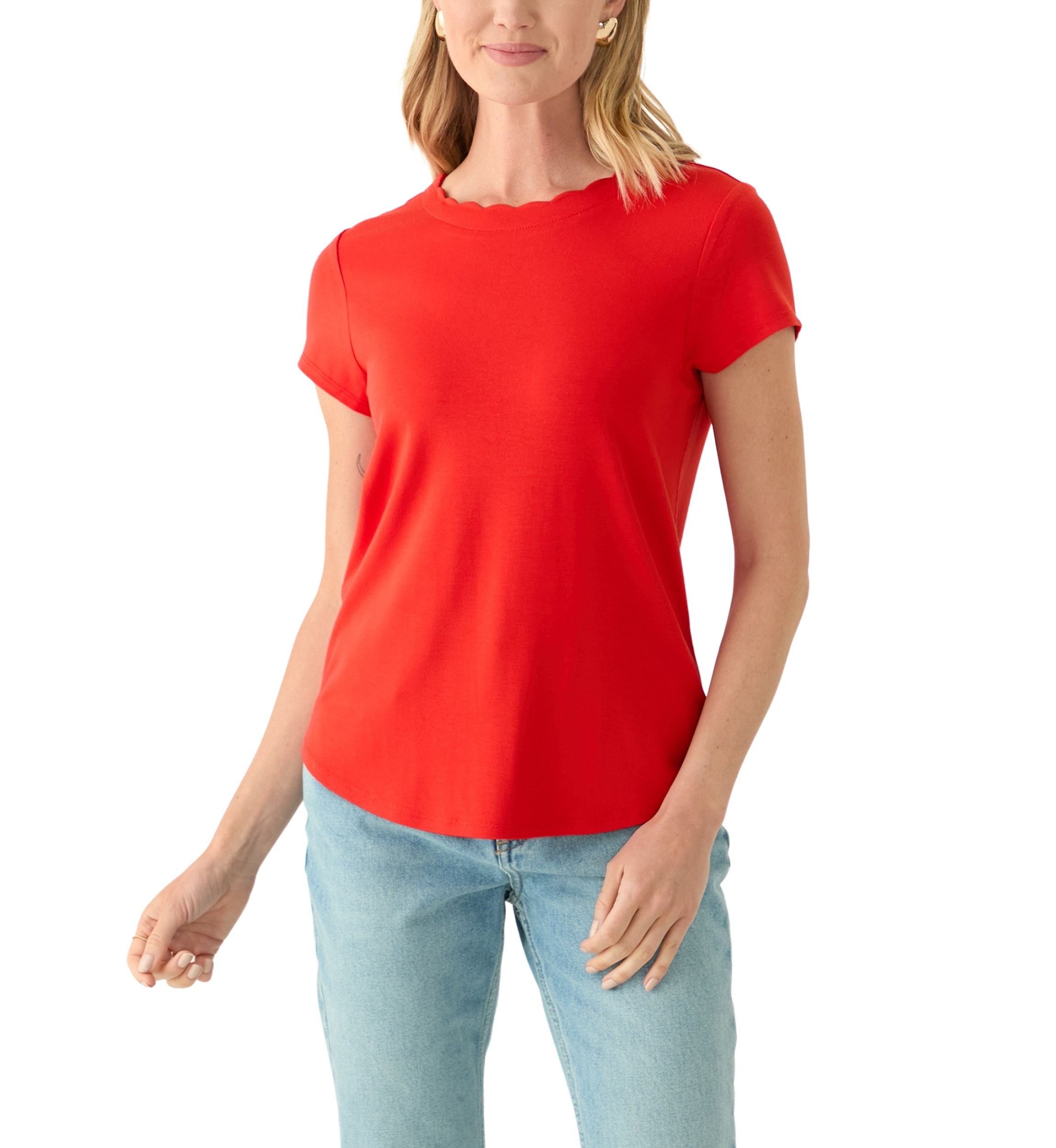 Petite Scallop Neck T-Shirt 