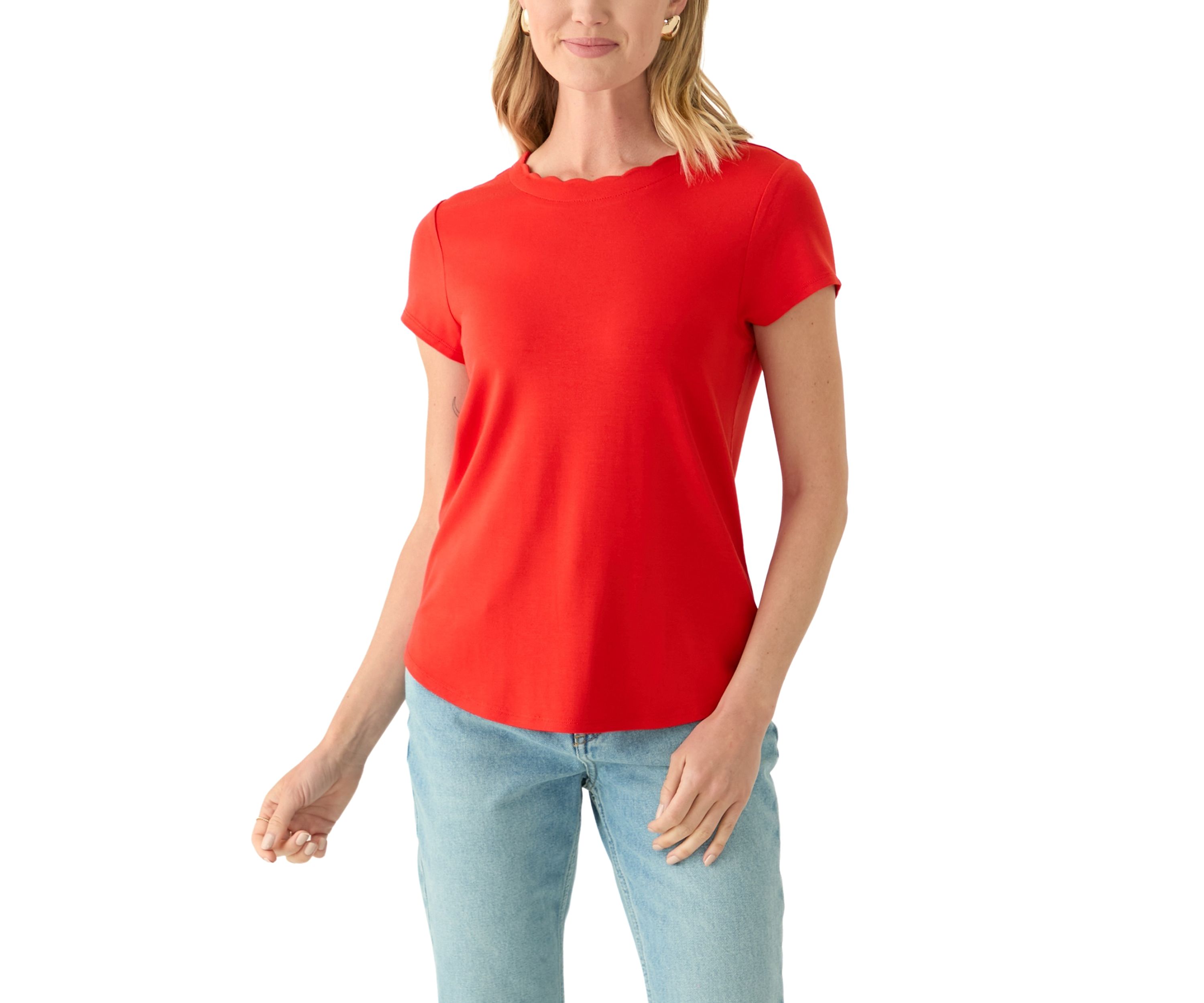 Petite Scallop Neck T-Shirt 