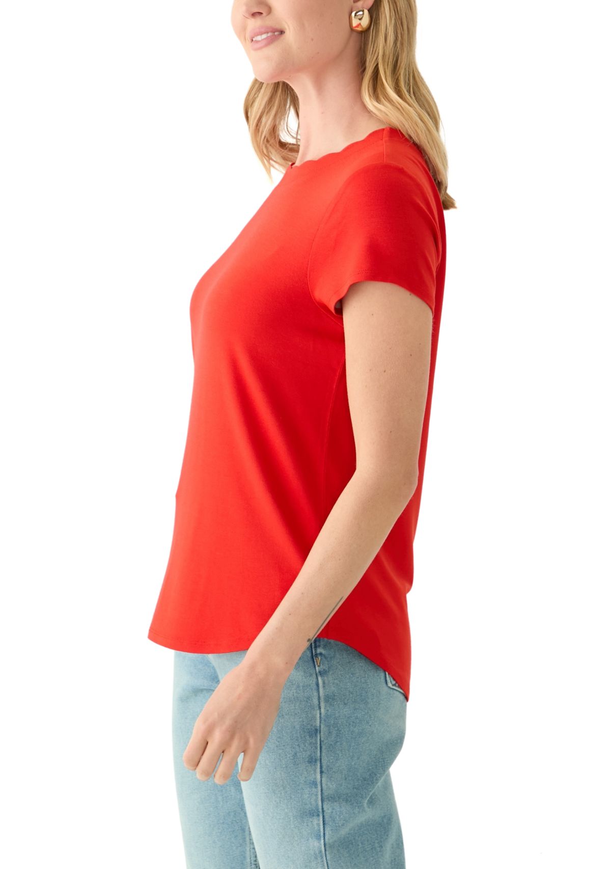 Petite Scallop Neck T-Shirt 