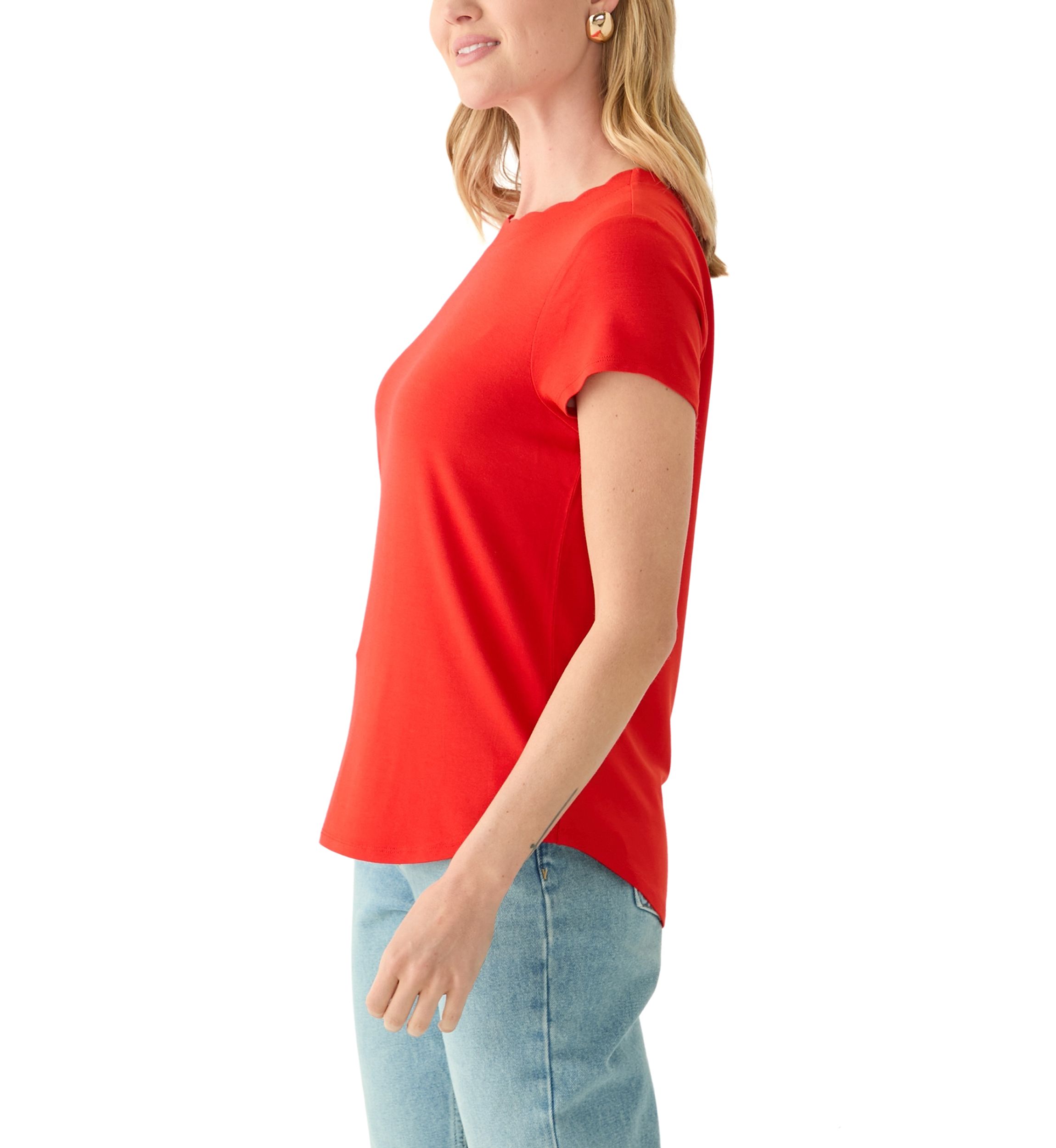 Petite Scallop Neck T-Shirt 