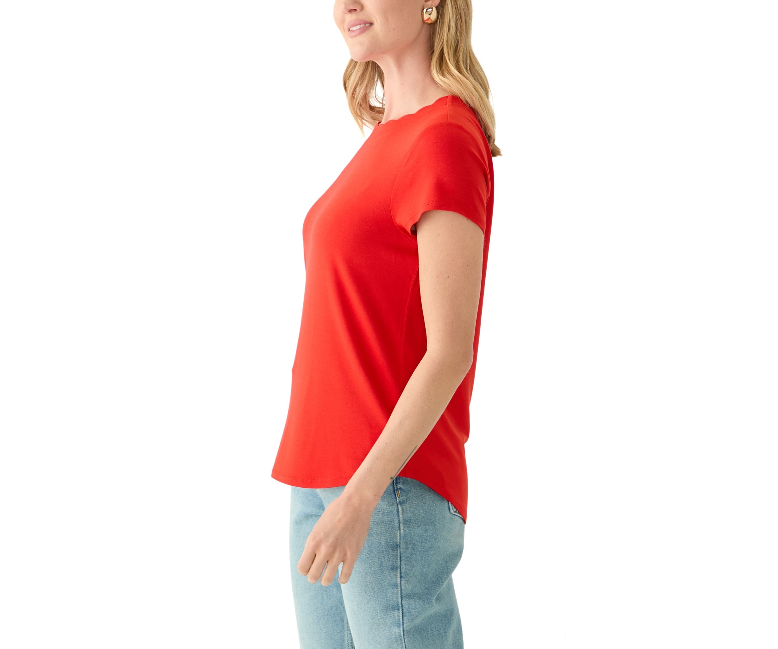 Petite Scallop Neck T-Shirt 