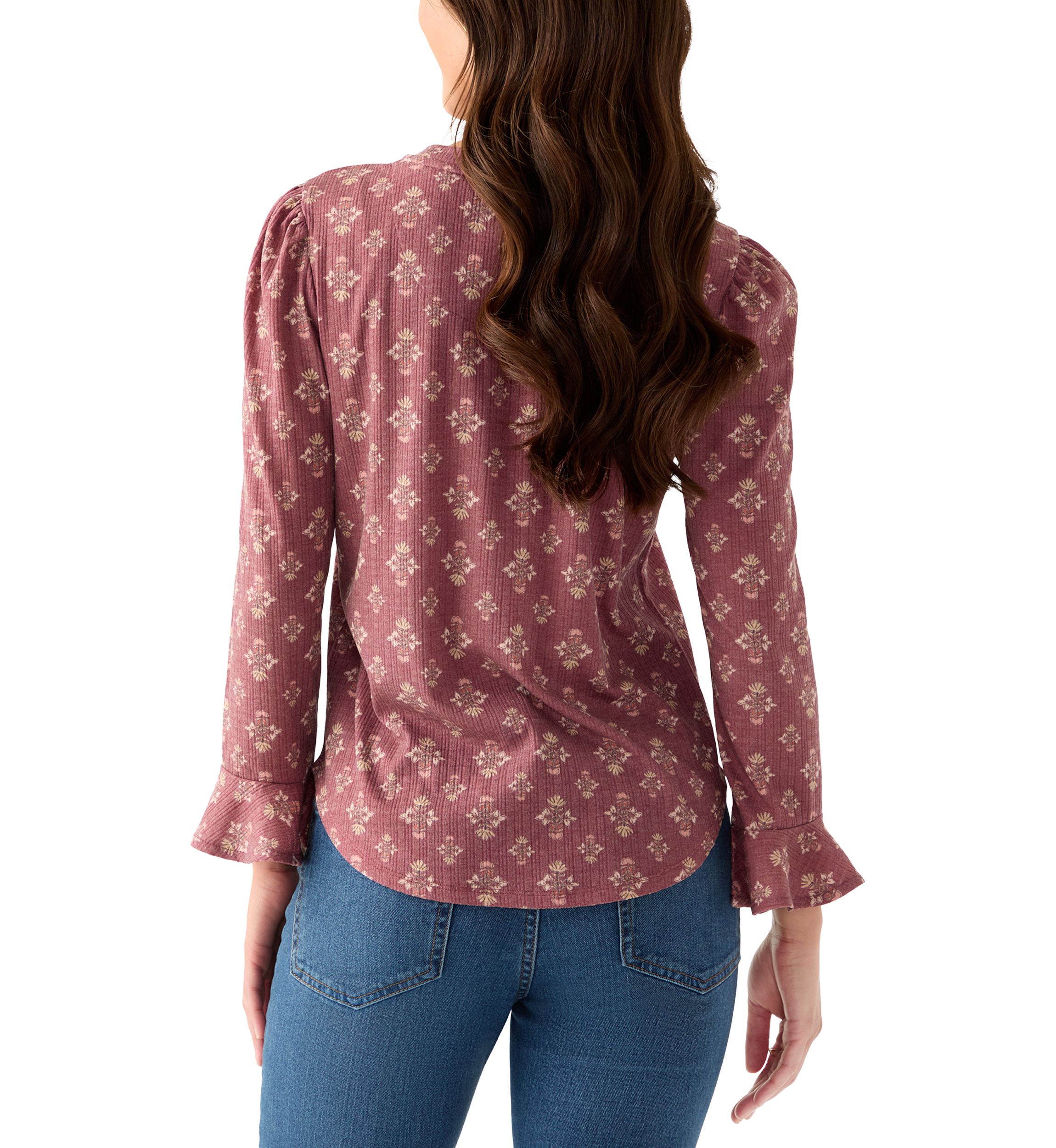 Petite Printed Ruffle Hem Top
