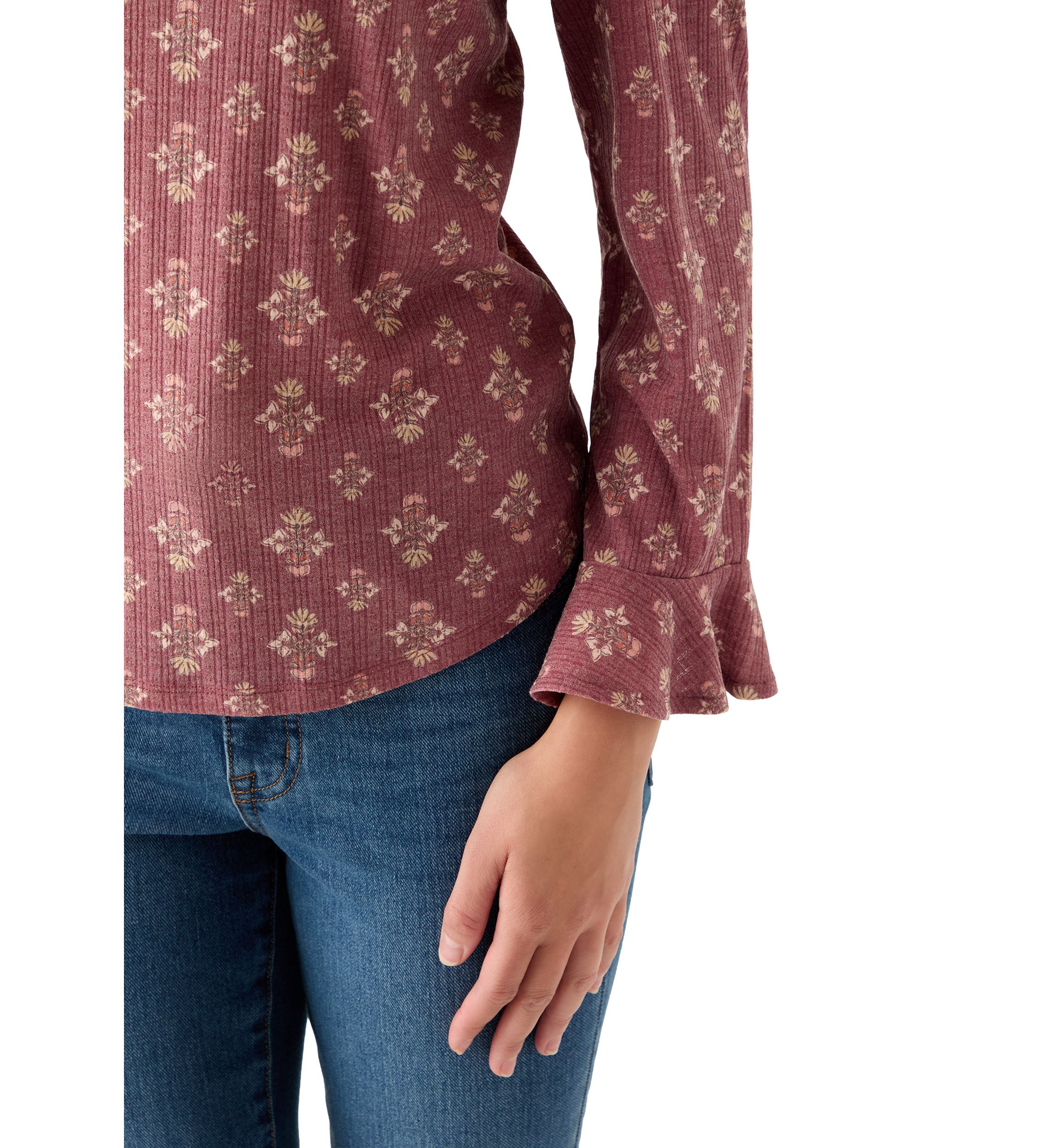 Petite Printed Ruffle Hem Top