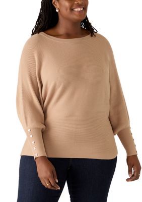 Cupio Women's Plus Size Long Sleeve Dolman Sweater, 1X