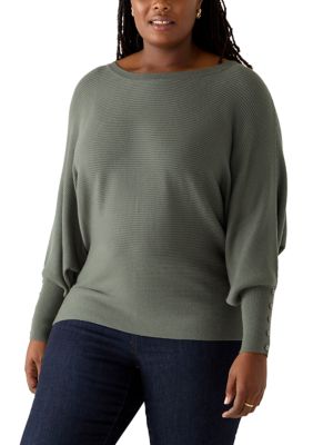Cupio Women's Plus Size Long Sleeve Dolman Sweater, 3XL