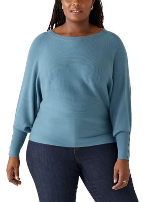 Cupio Women's Plus Size Long Sleeve Dolman Sweater, 2XL