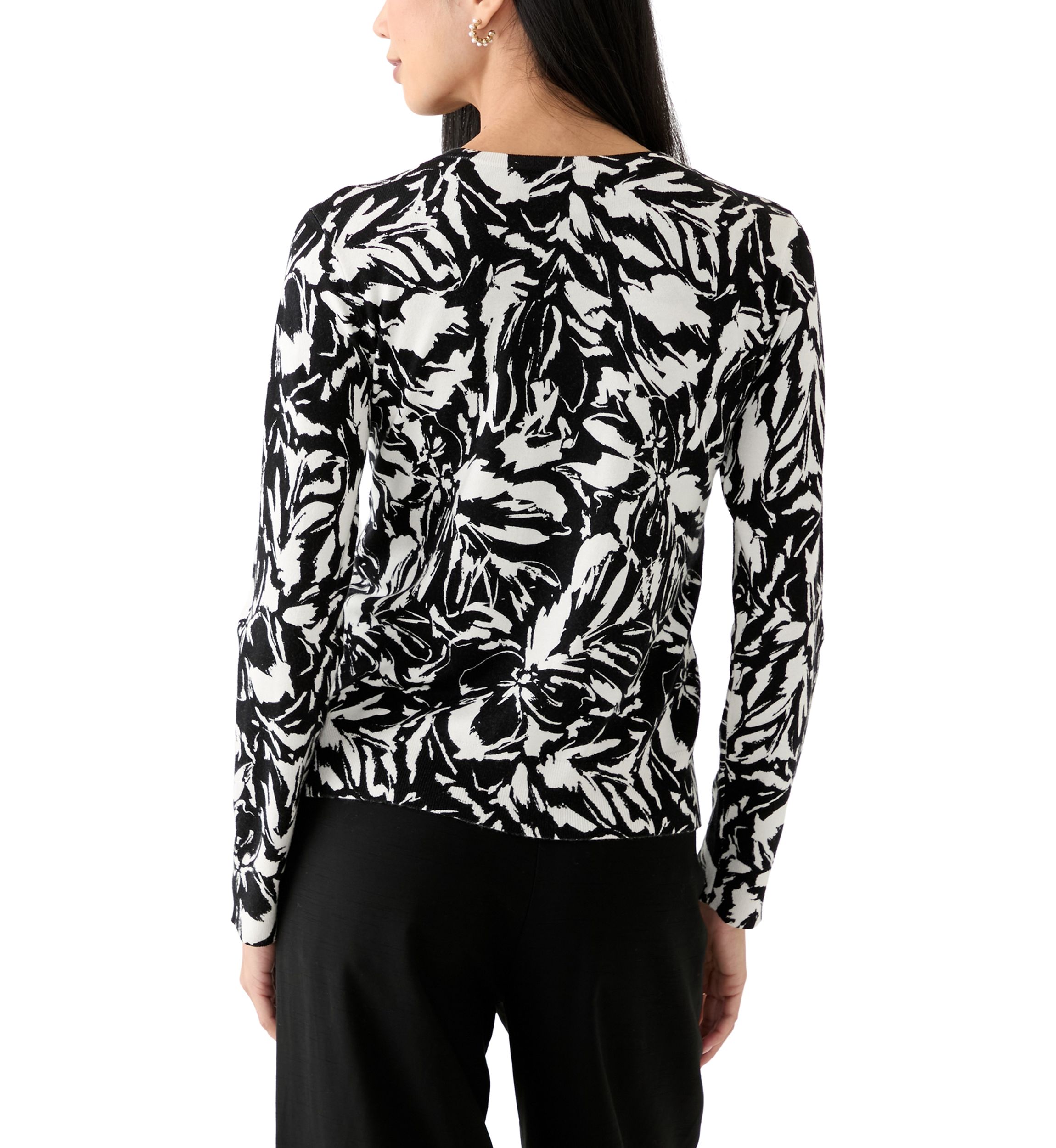 Petite Long Sleeve Printed Cardigan with Novelty Button