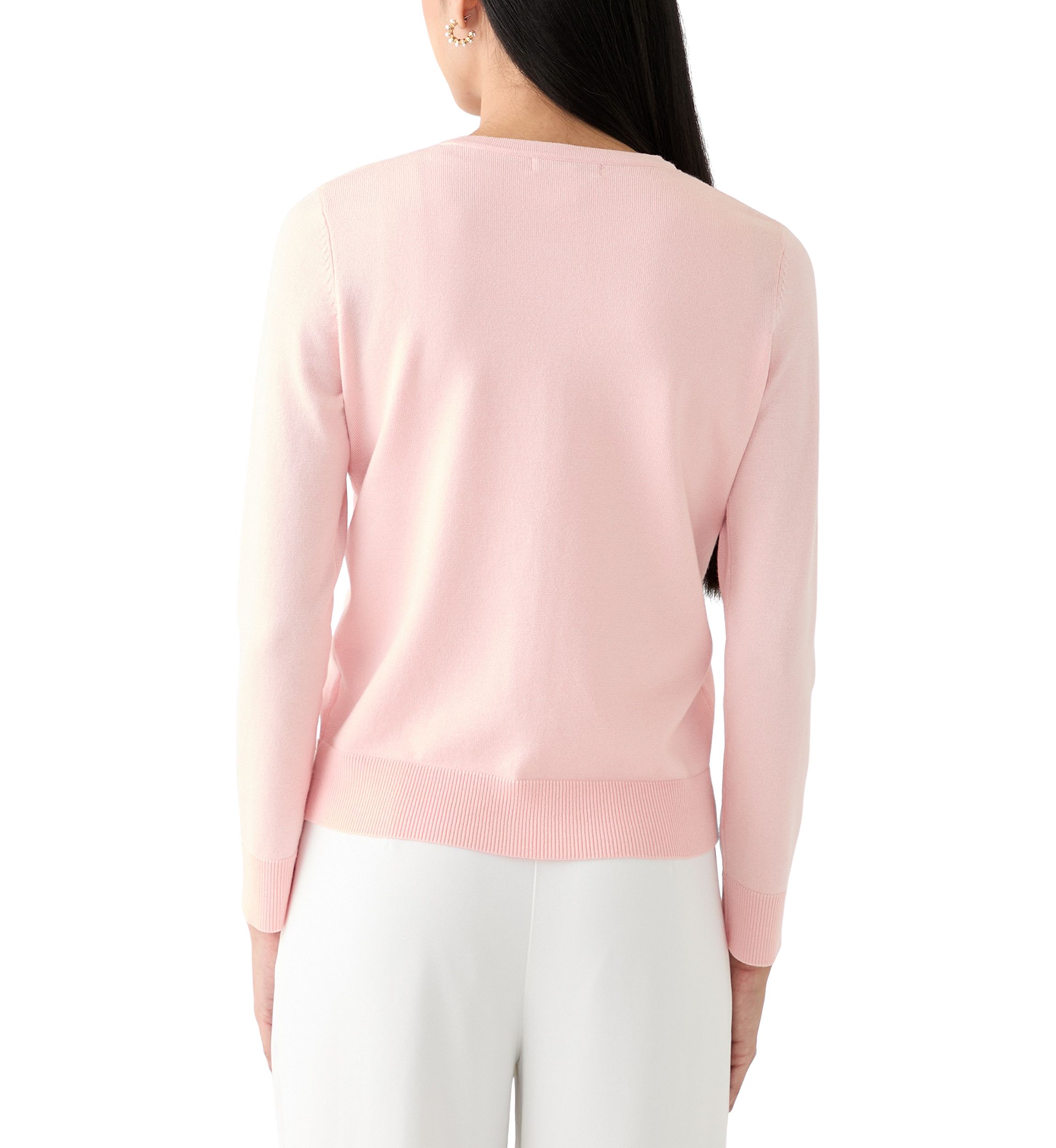 Petite Long Sleeve Solid Cardigan with Novelty Buttons
