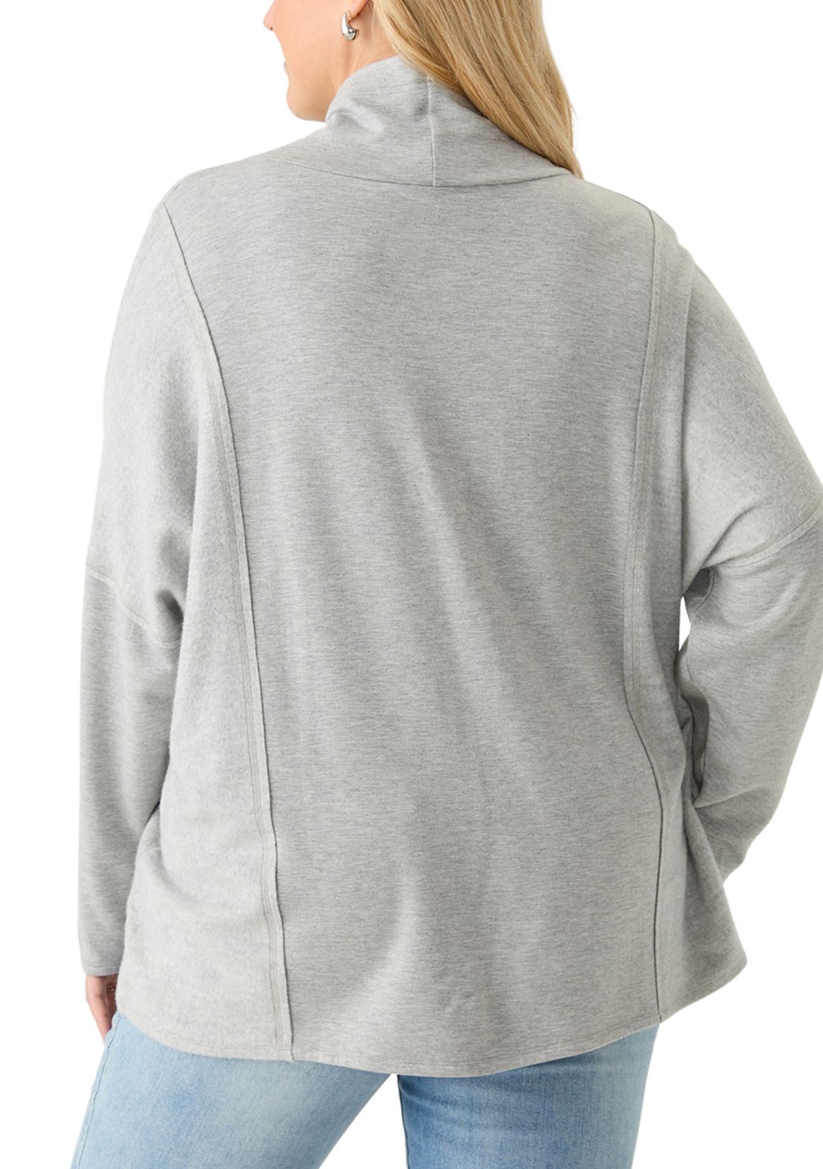 Plus Size Long Sleeve Funnel Neck Fleece Top