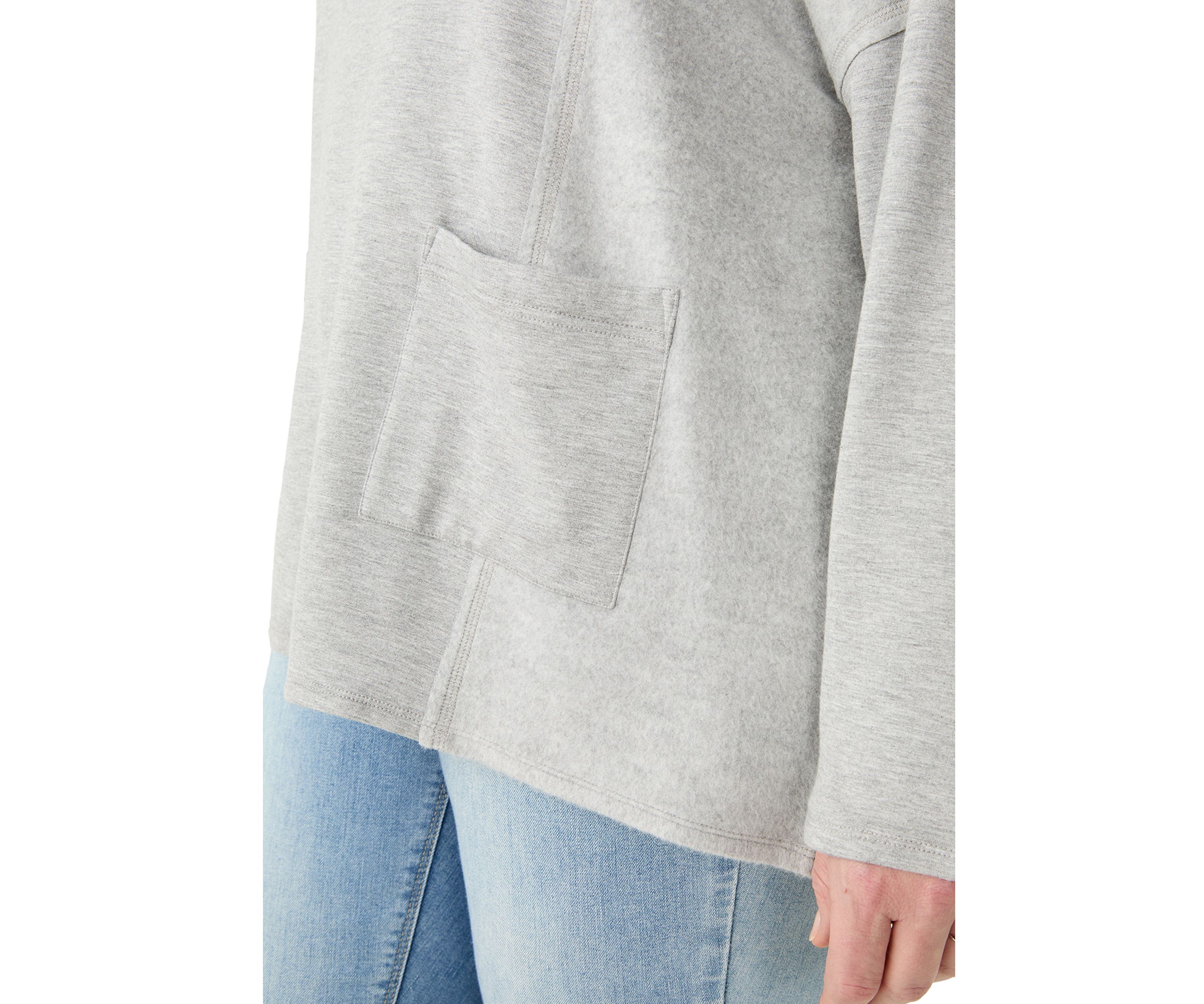 Plus Size Long Sleeve Funnel Neck Fleece Top