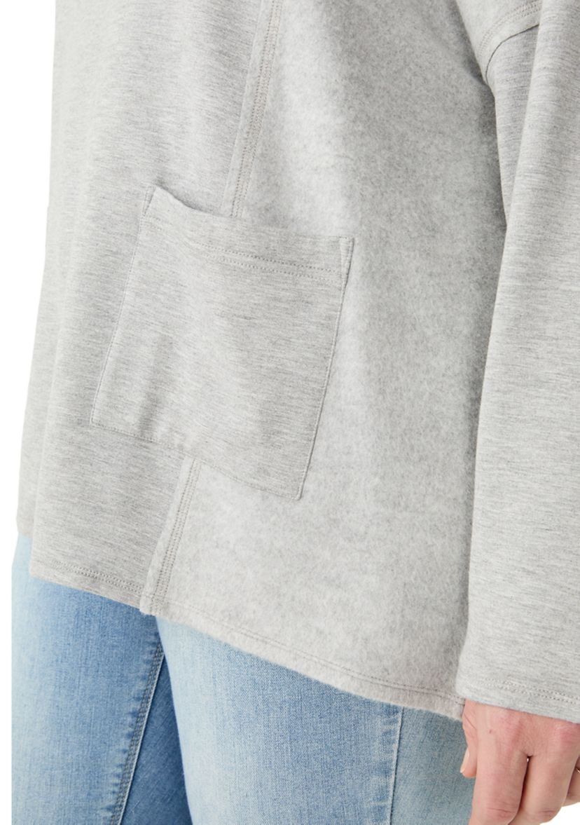 Plus Size Long Sleeve Funnel Neck Fleece Top