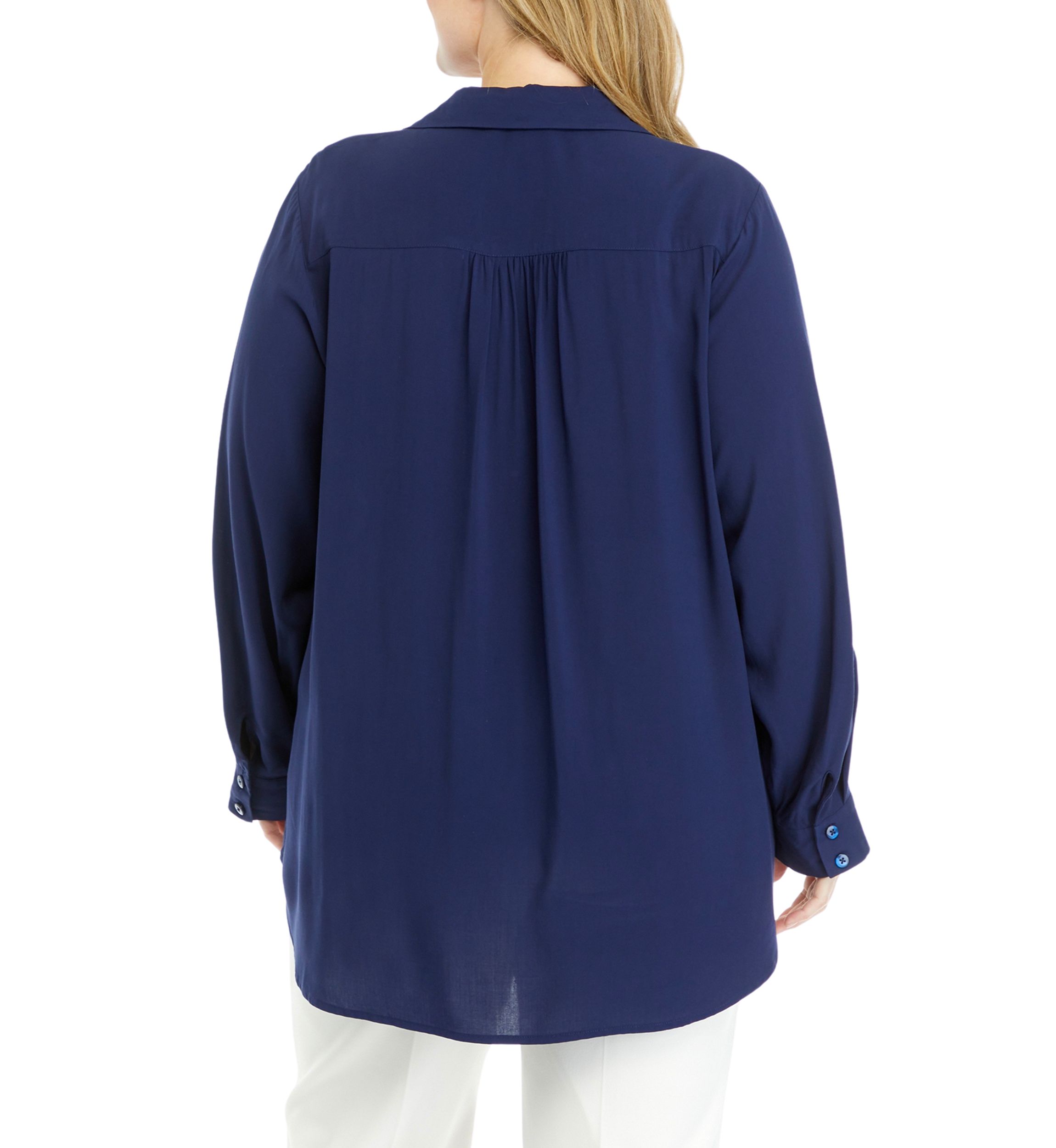 Plus Size Roll Tab Sleeve Blouse