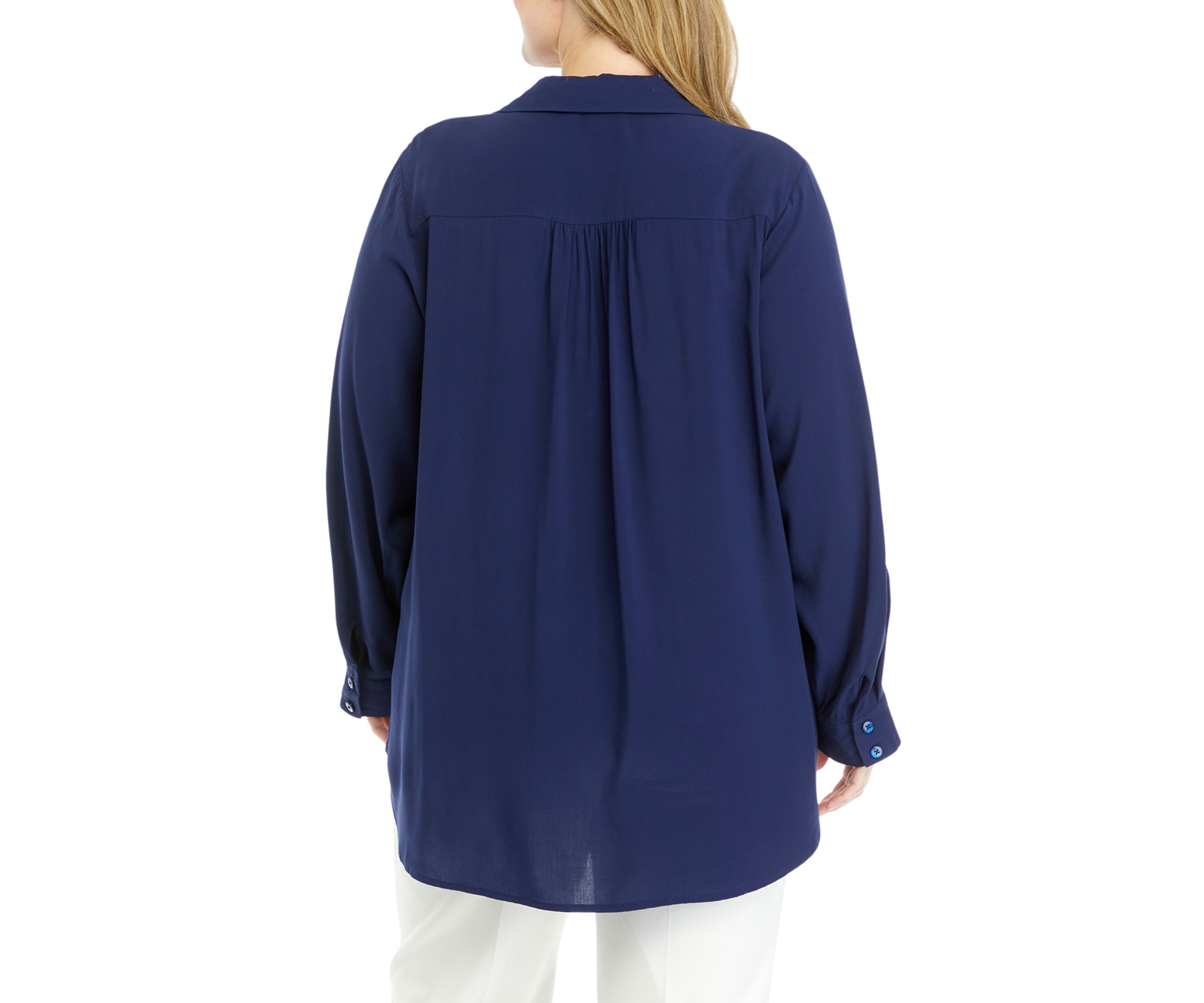 Plus Size Roll Tab Sleeve Blouse