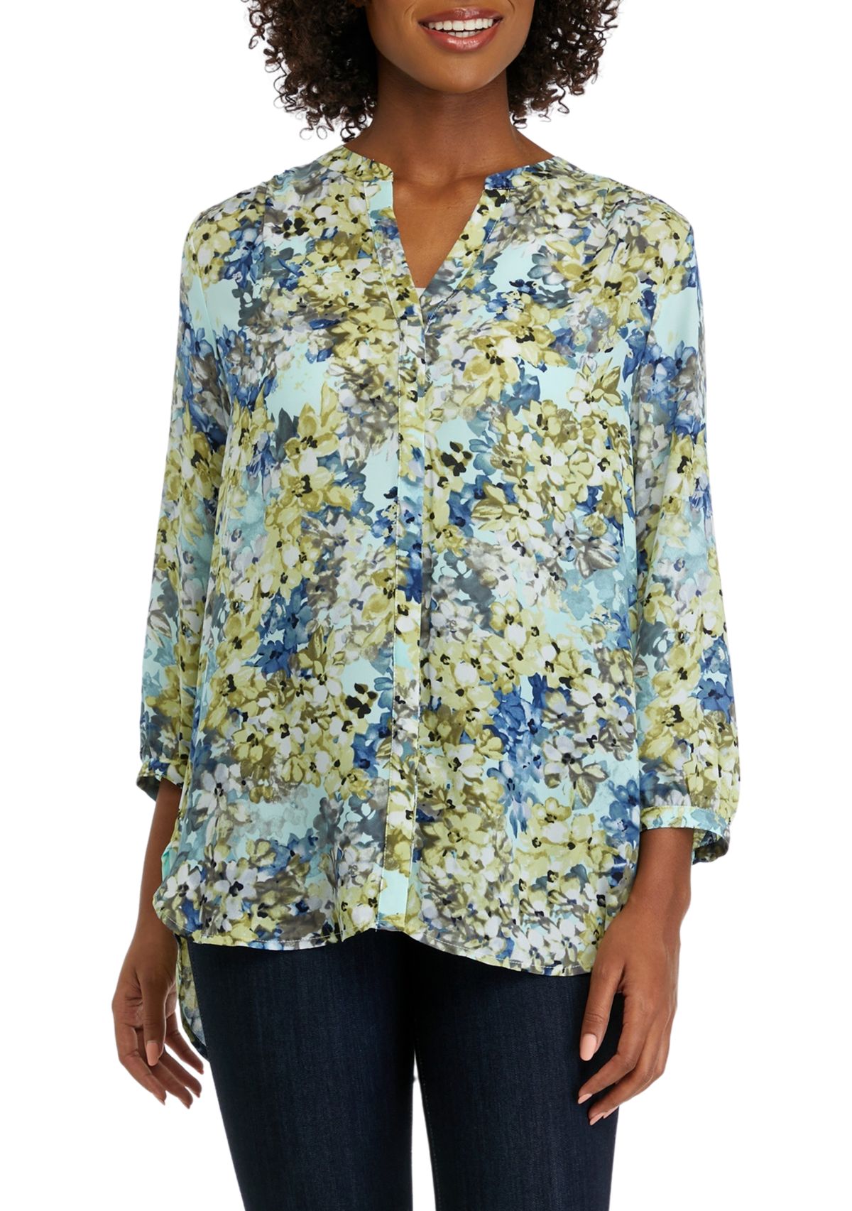 Womens 3/4 Sleeve Printed Blouse