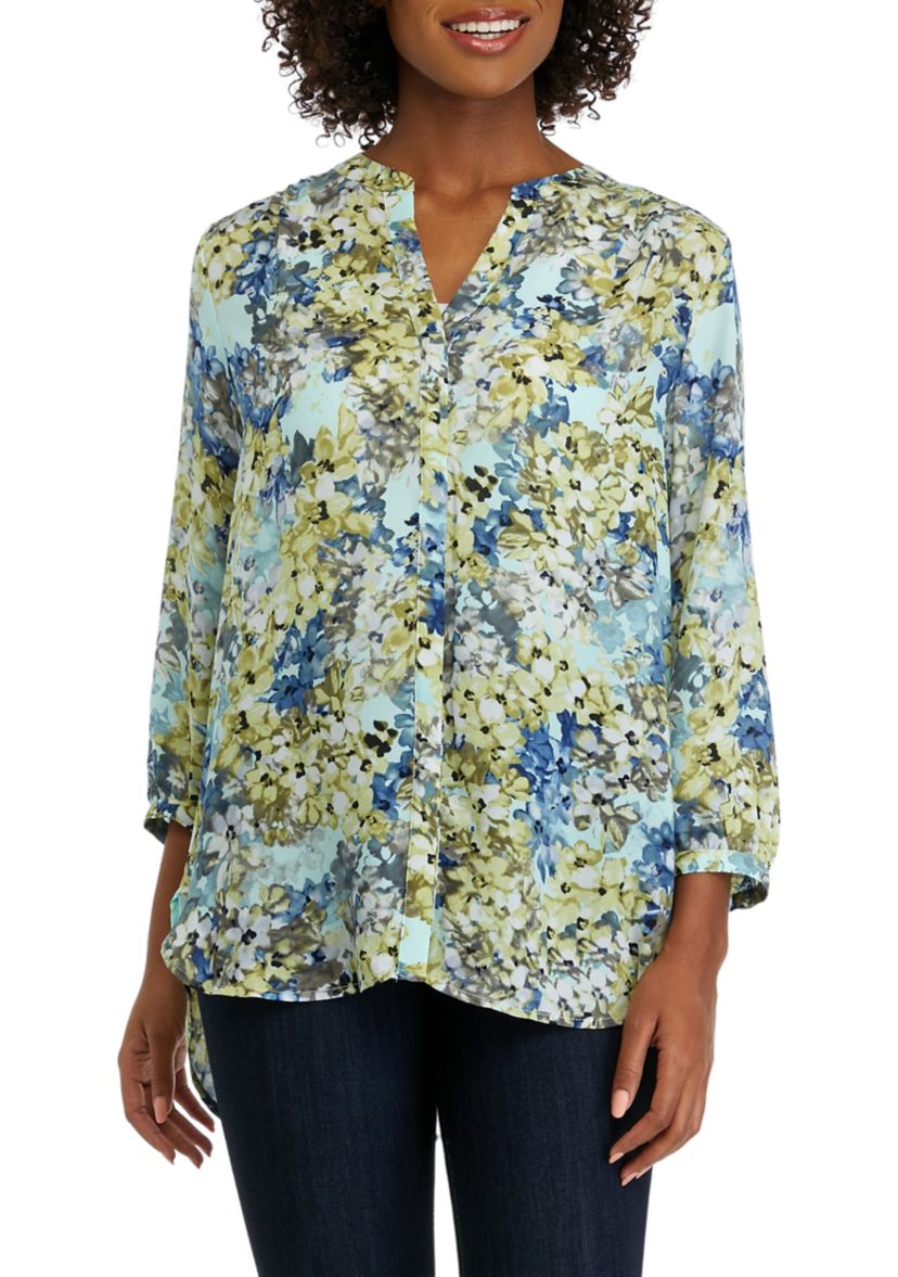 Womens 3/4 Sleeve Printed Blouse