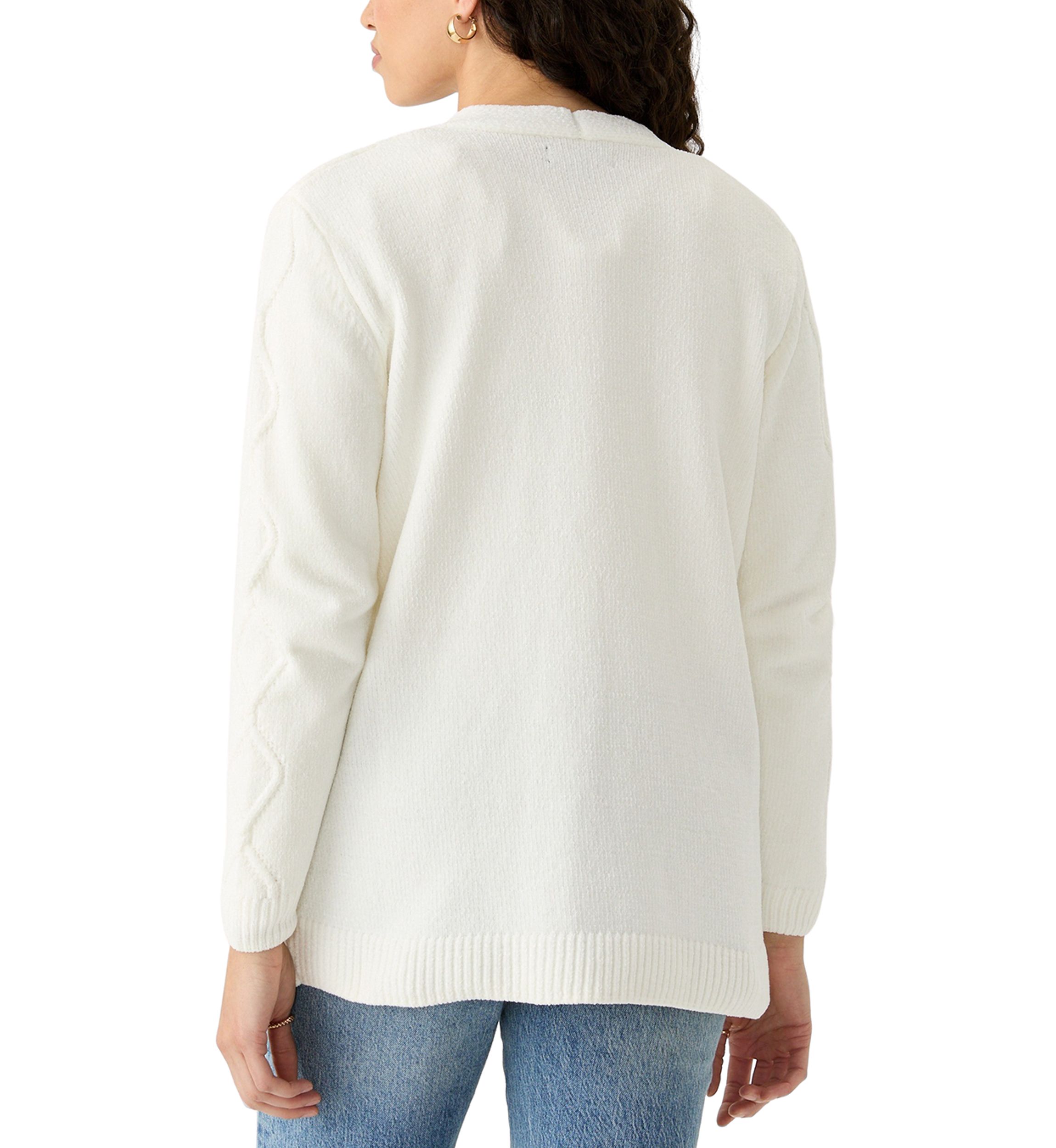 Petite Long Sleeve Open Front Chenille Cardigan