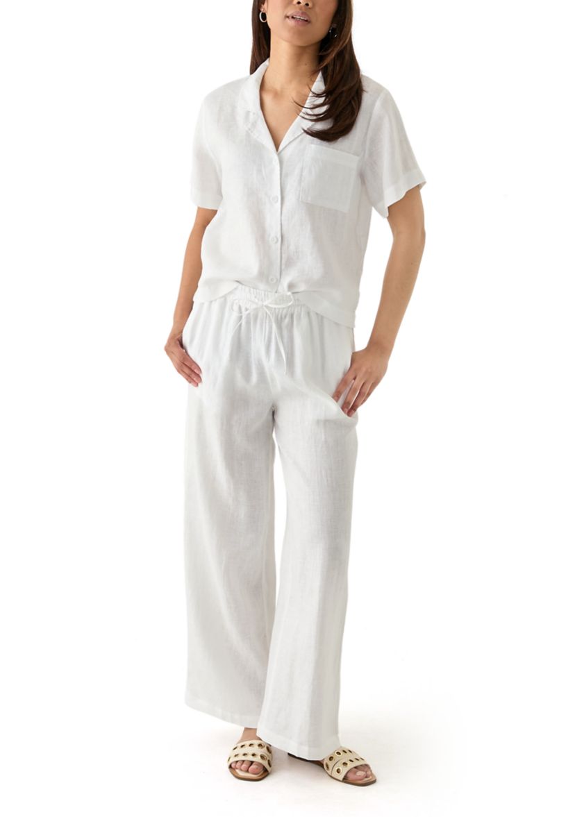 Womens Linen Wide Leg Pants