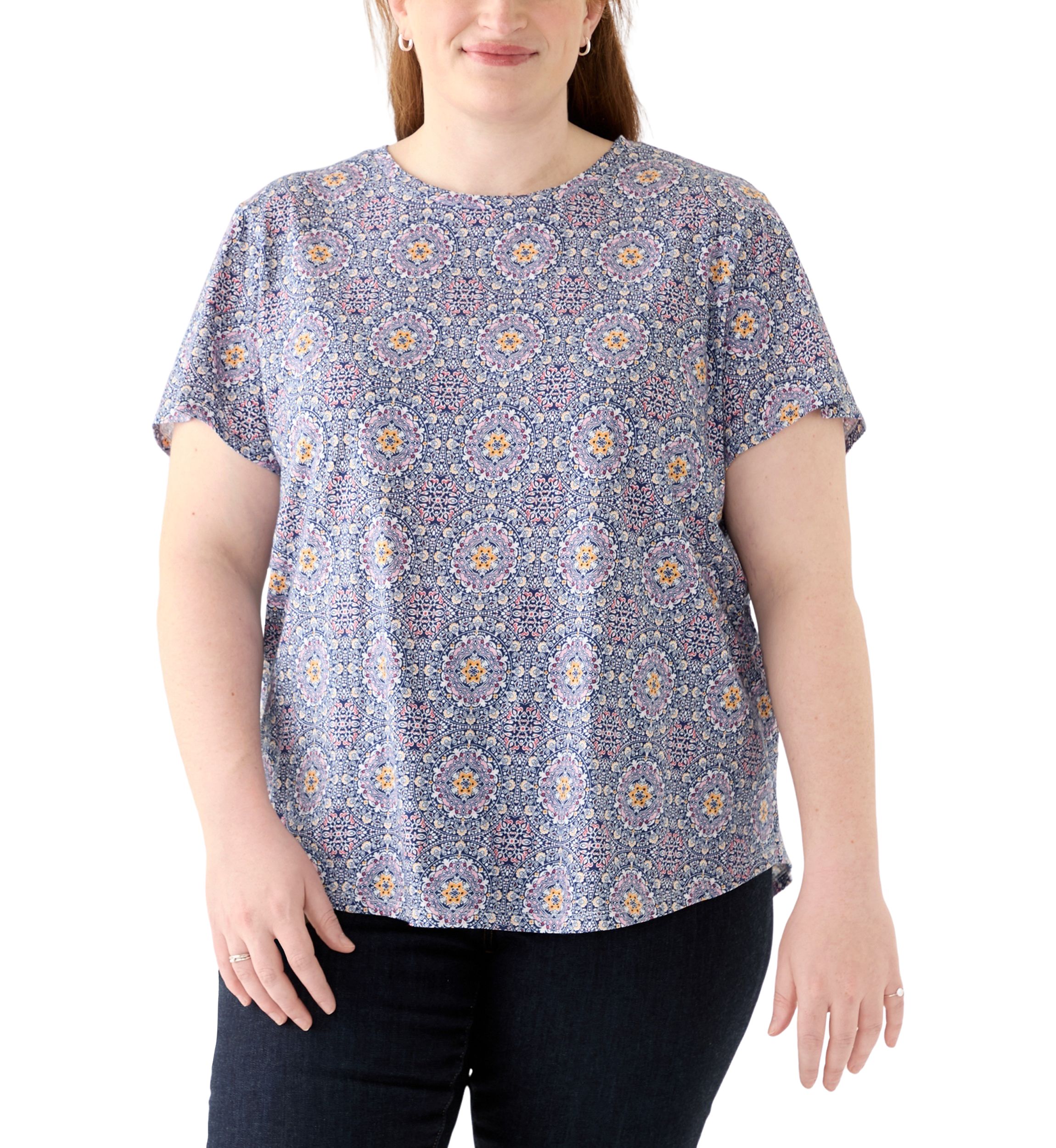 Plus Size Short Sleeve Slub Crew Neck T-Shirt