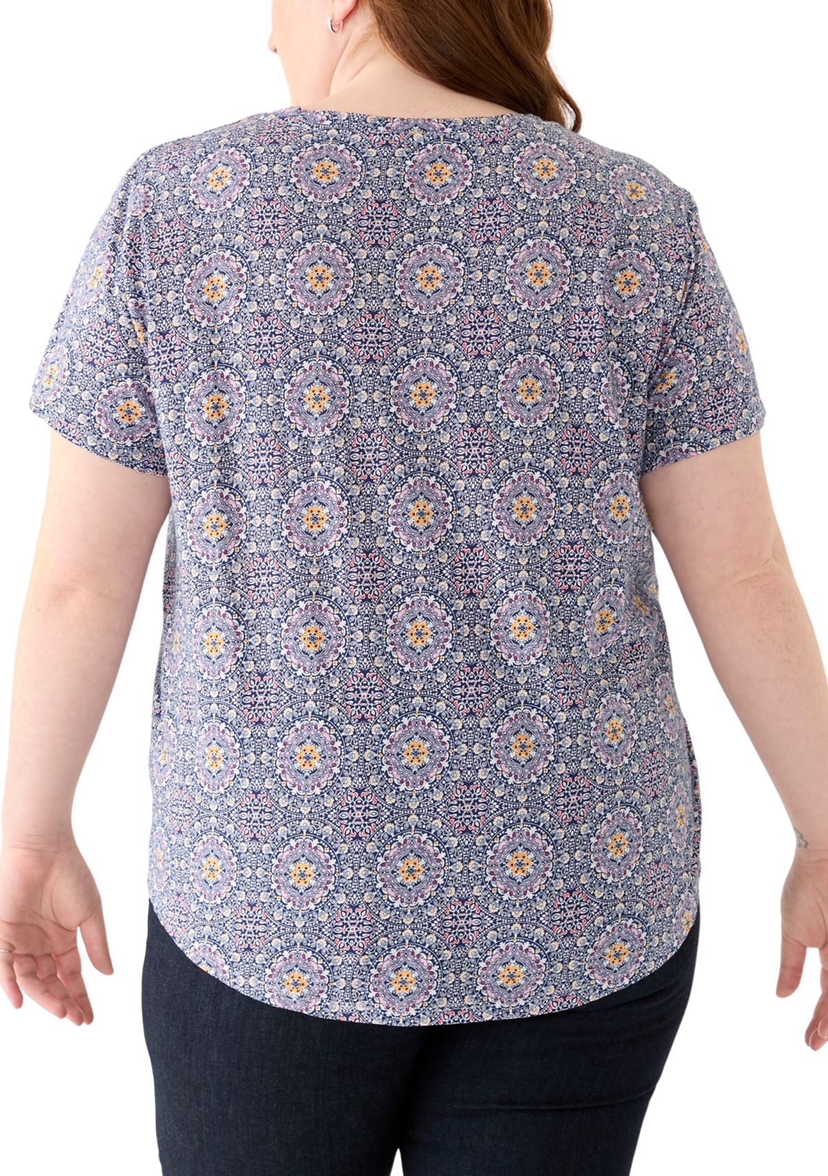 Plus Size Short Sleeve Slub Crew Neck T-Shirt