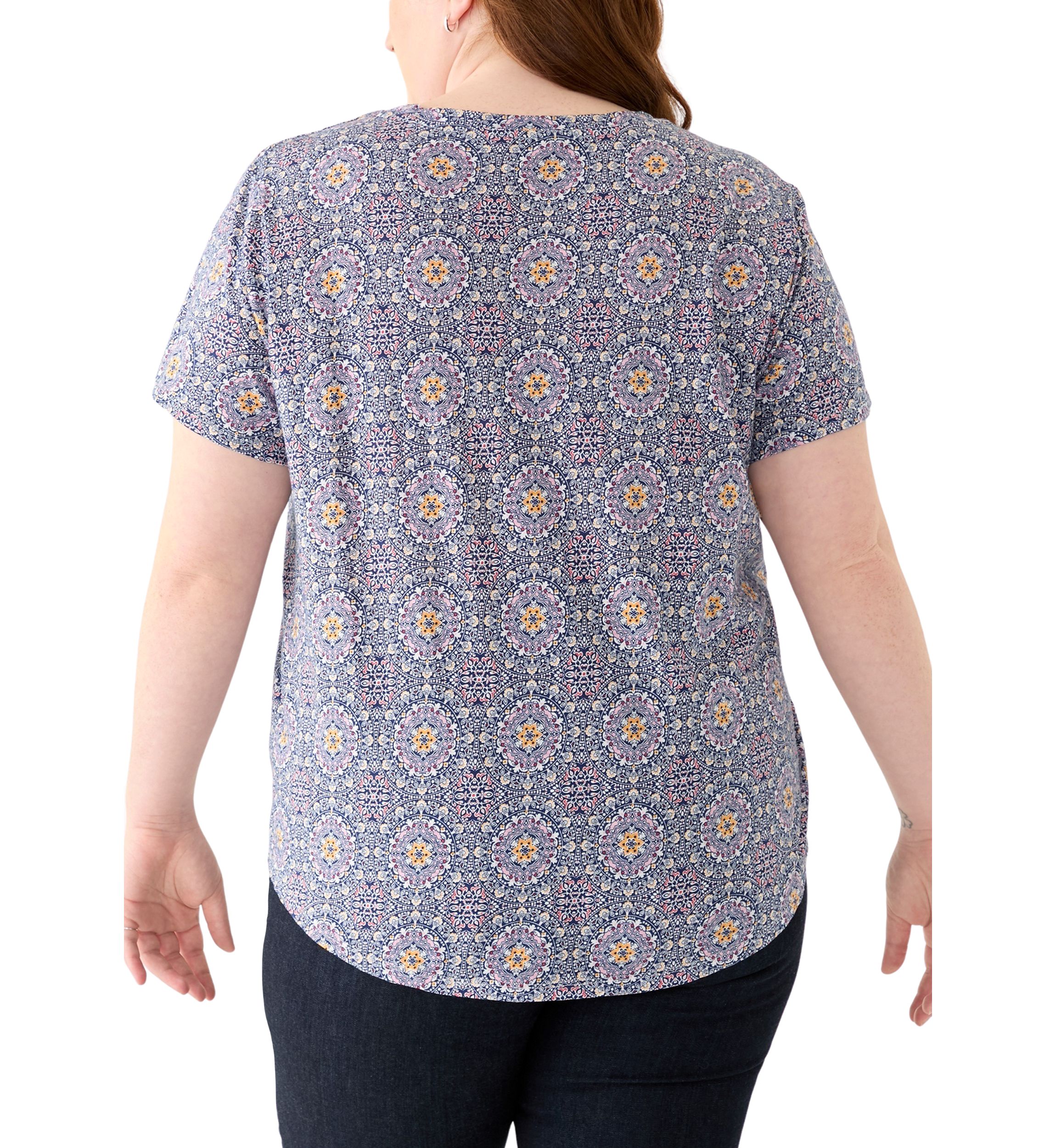 Plus Size Short Sleeve Slub Crew Neck T-Shirt