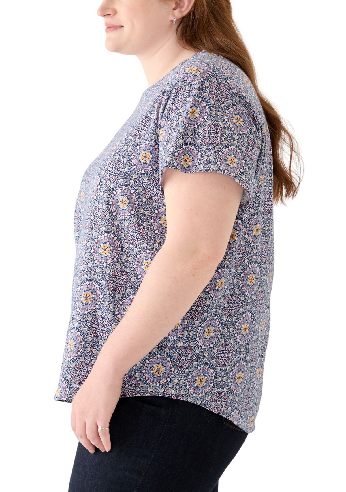 Plus Size Short Sleeve Slub Crew Neck T-Shirt