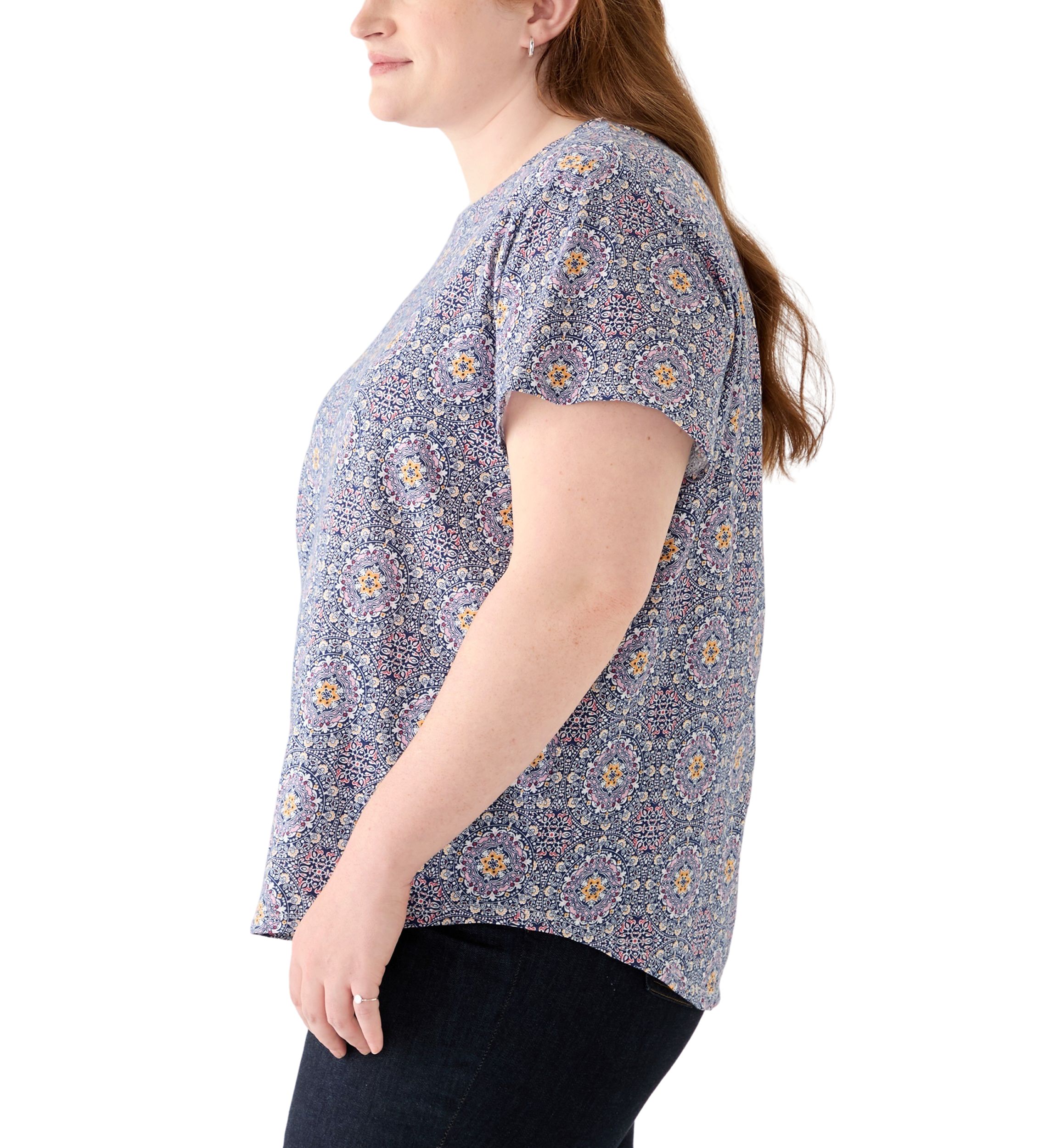 Plus Size Short Sleeve Slub Crew Neck T-Shirt