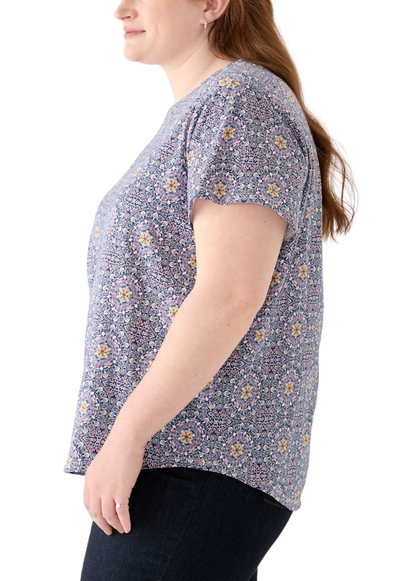 Plus Size Short Sleeve Slub Crew Neck T-Shirt