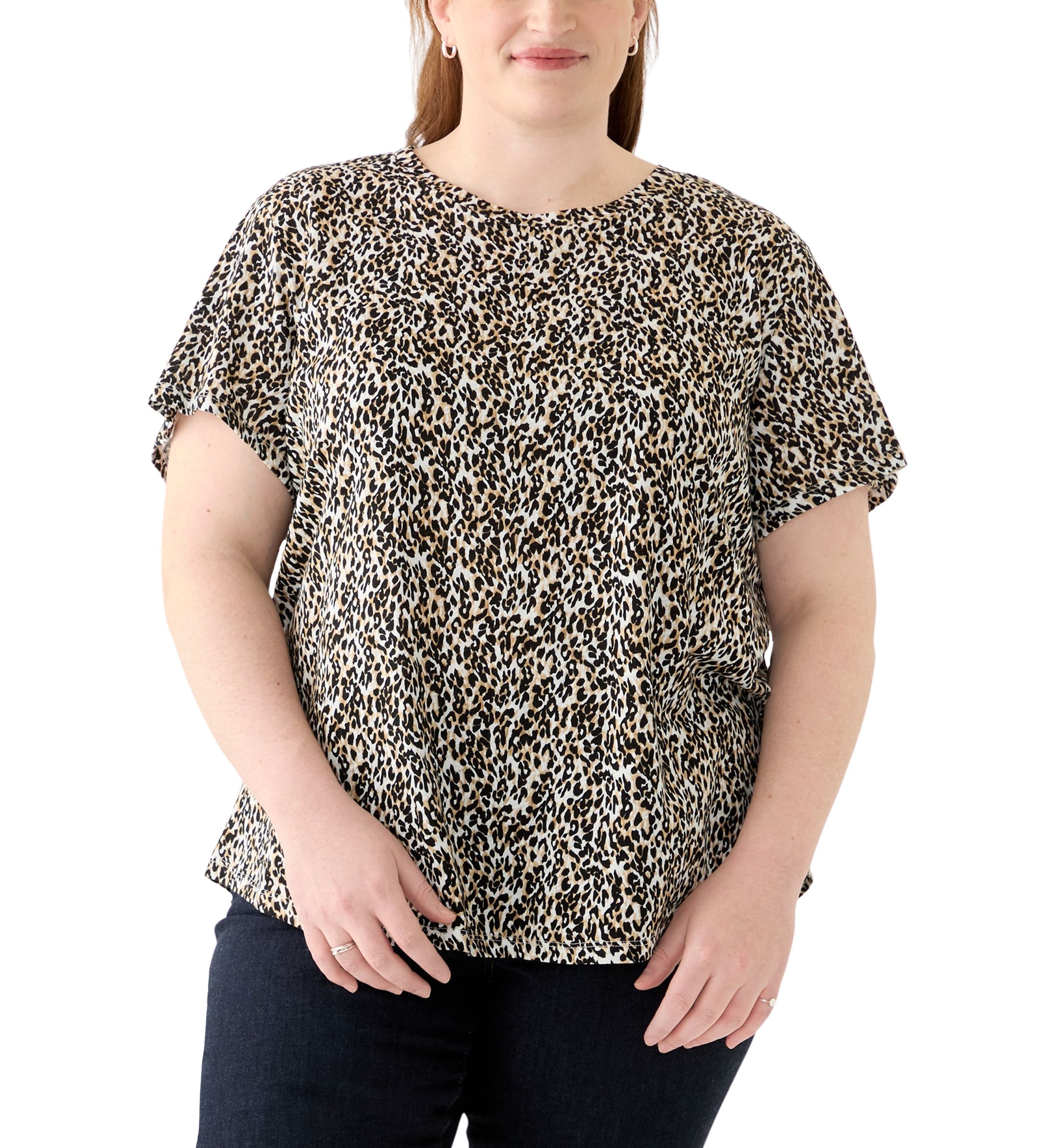 Plus Size Short Sleeve Slub Crew Neck T-Shirt