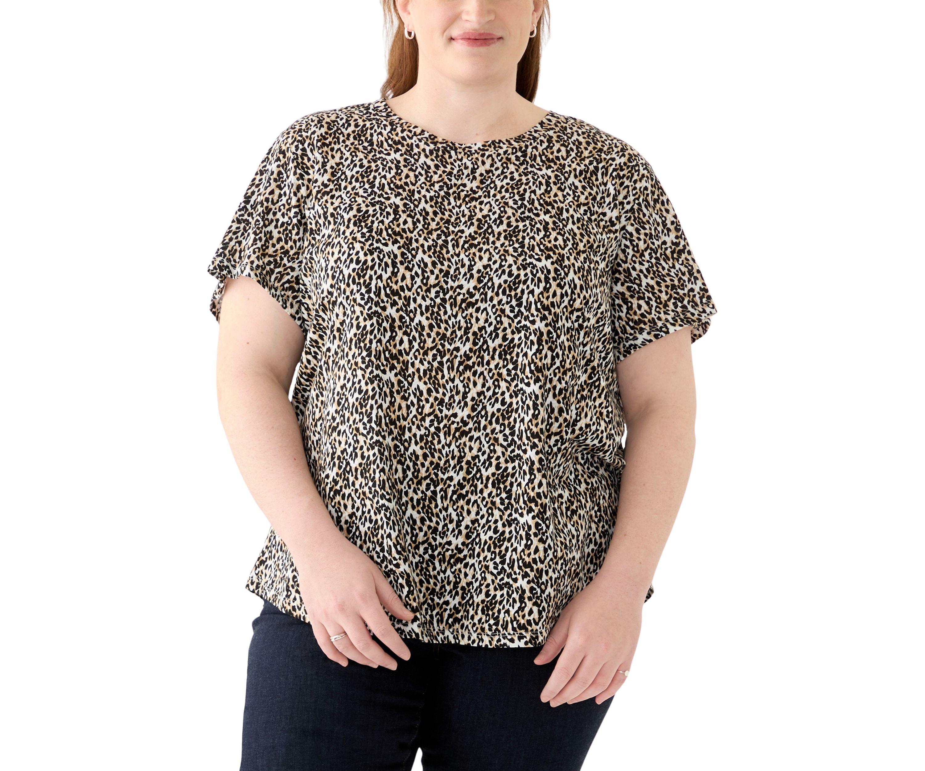 Plus Size Short Sleeve Slub Crew Neck T-Shirt